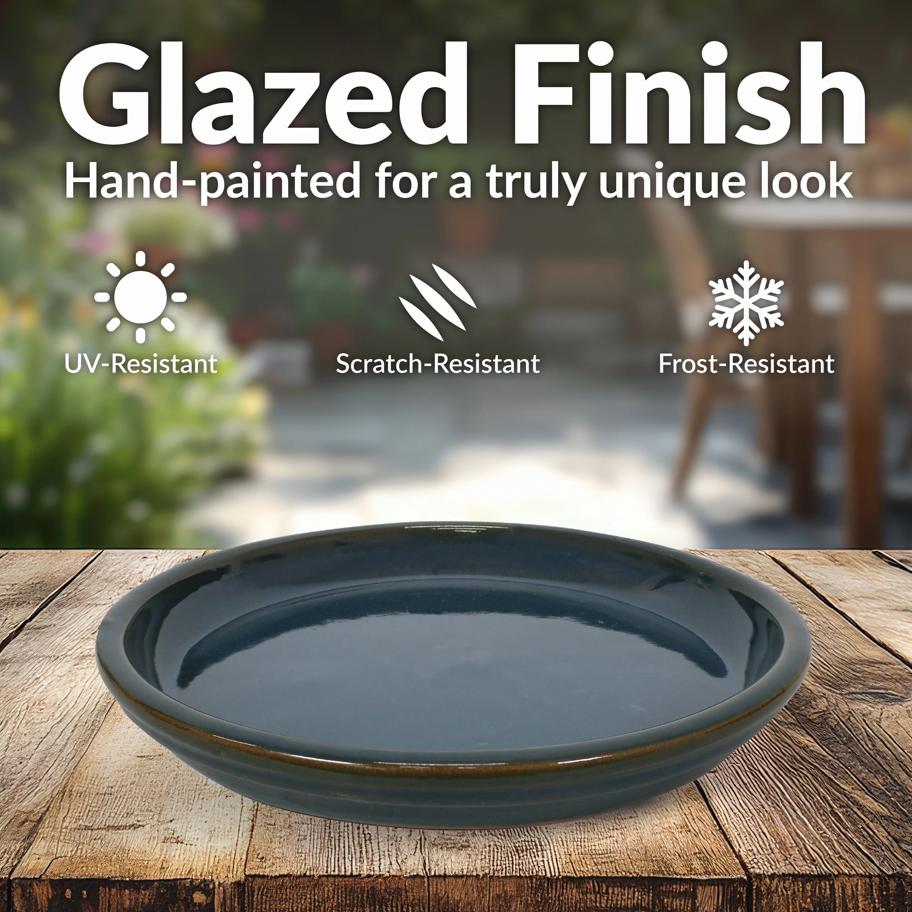 Sunnydaze Set of 2 Glazed Ceramic Planter Saucers