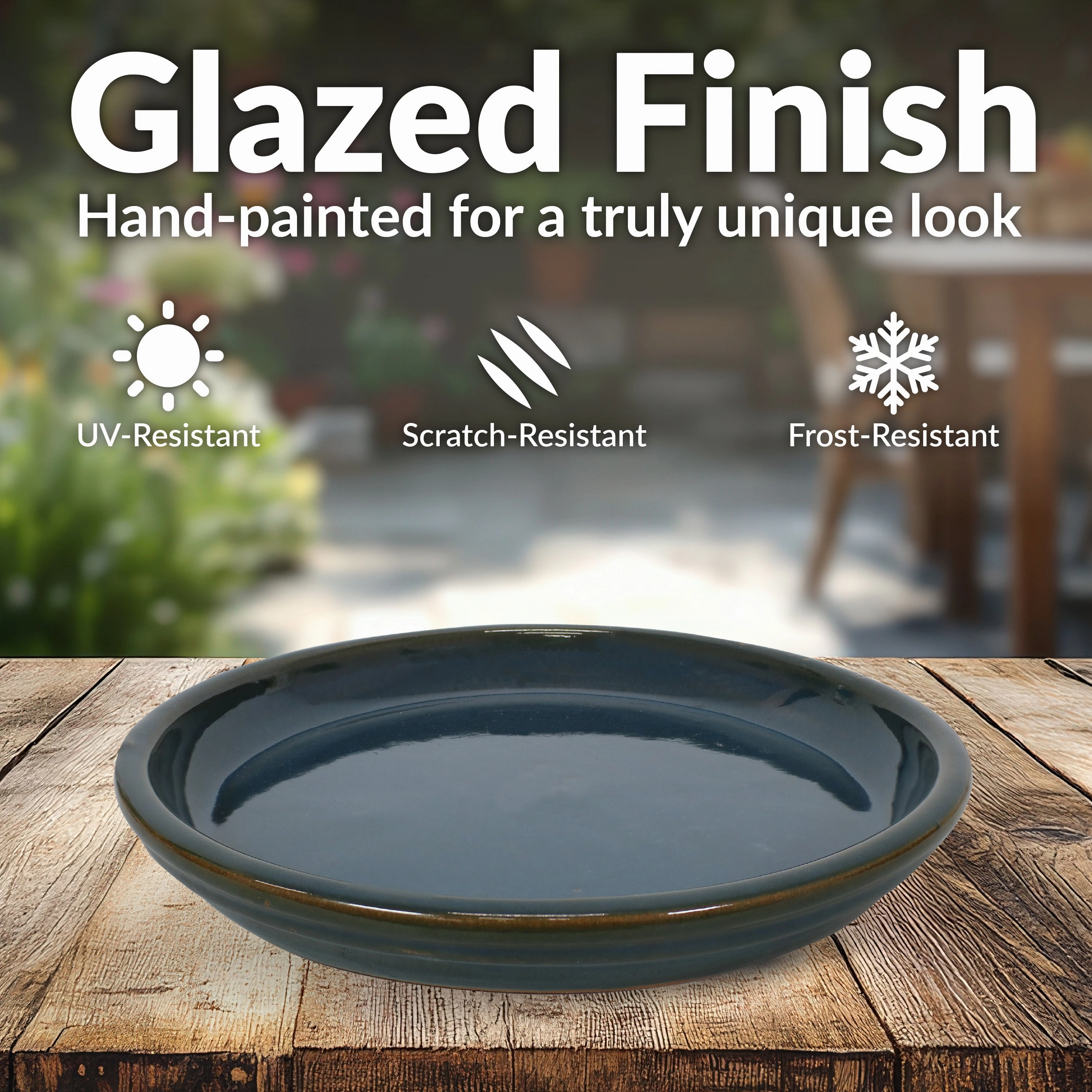 Sunnydaze Set of 4 Glazed Ceramic Planter Saucers