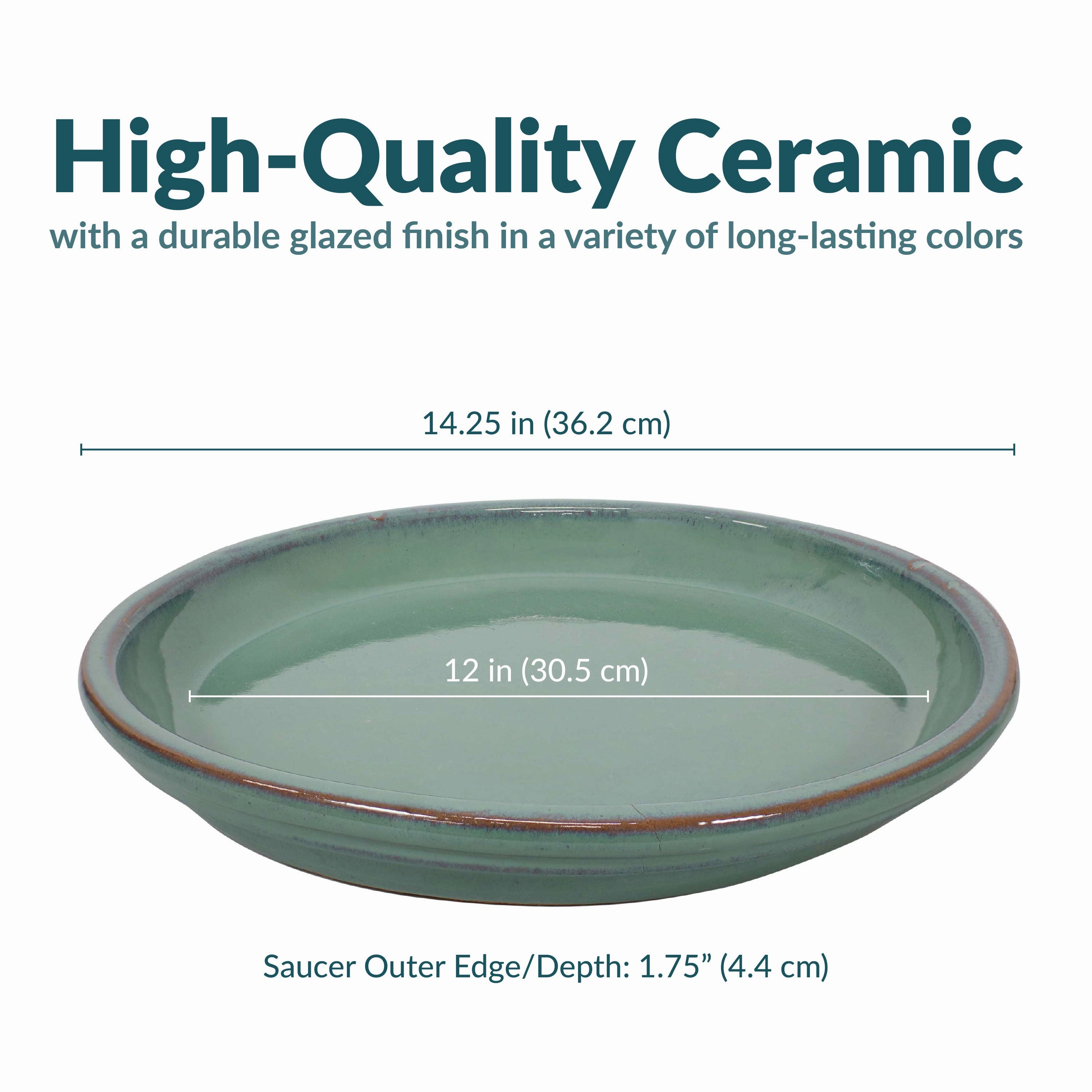 Sunnydaze Set of 4 Glazed Ceramic Planter Saucers