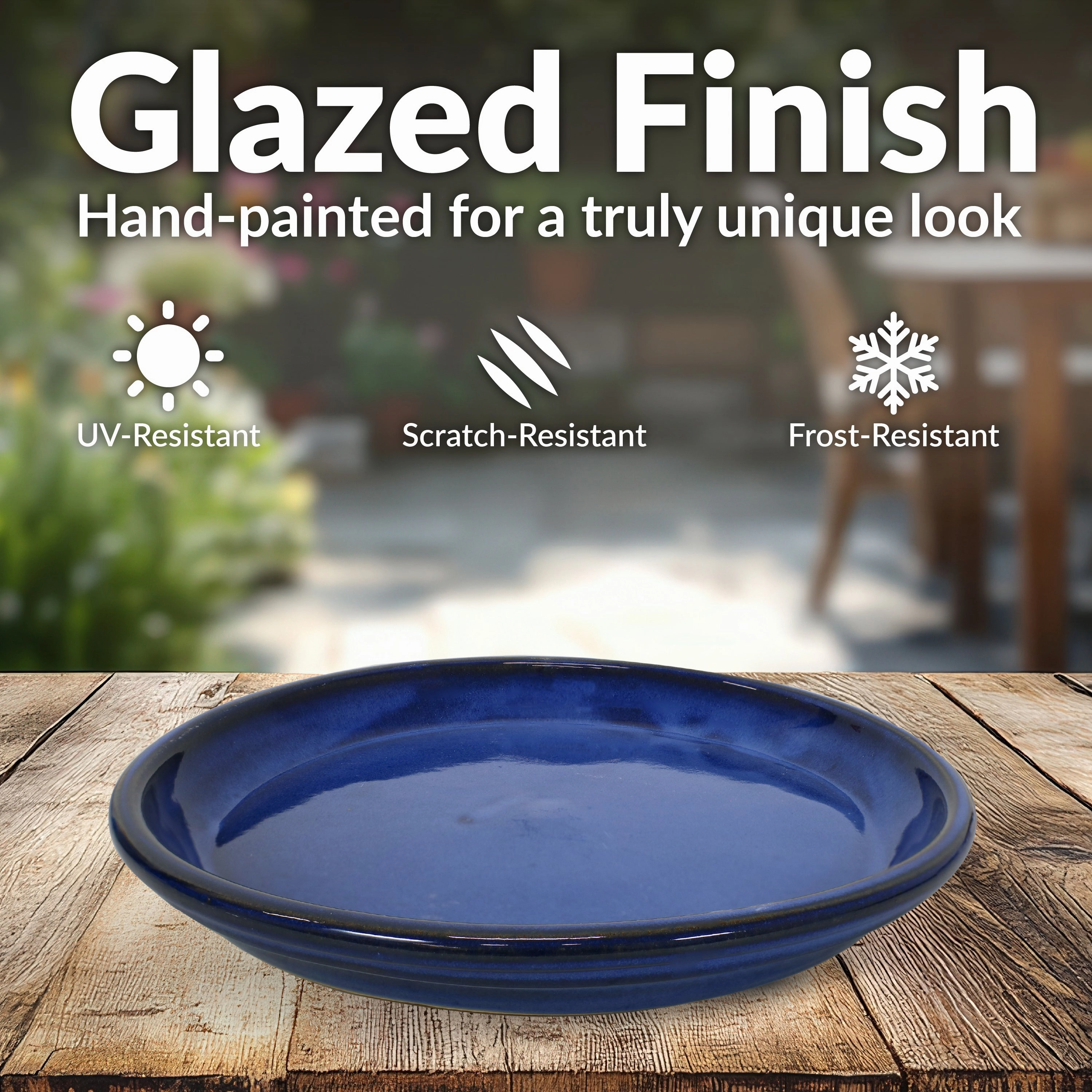 Sunnydaze Set of 4 Glazed Ceramic Planter Saucers