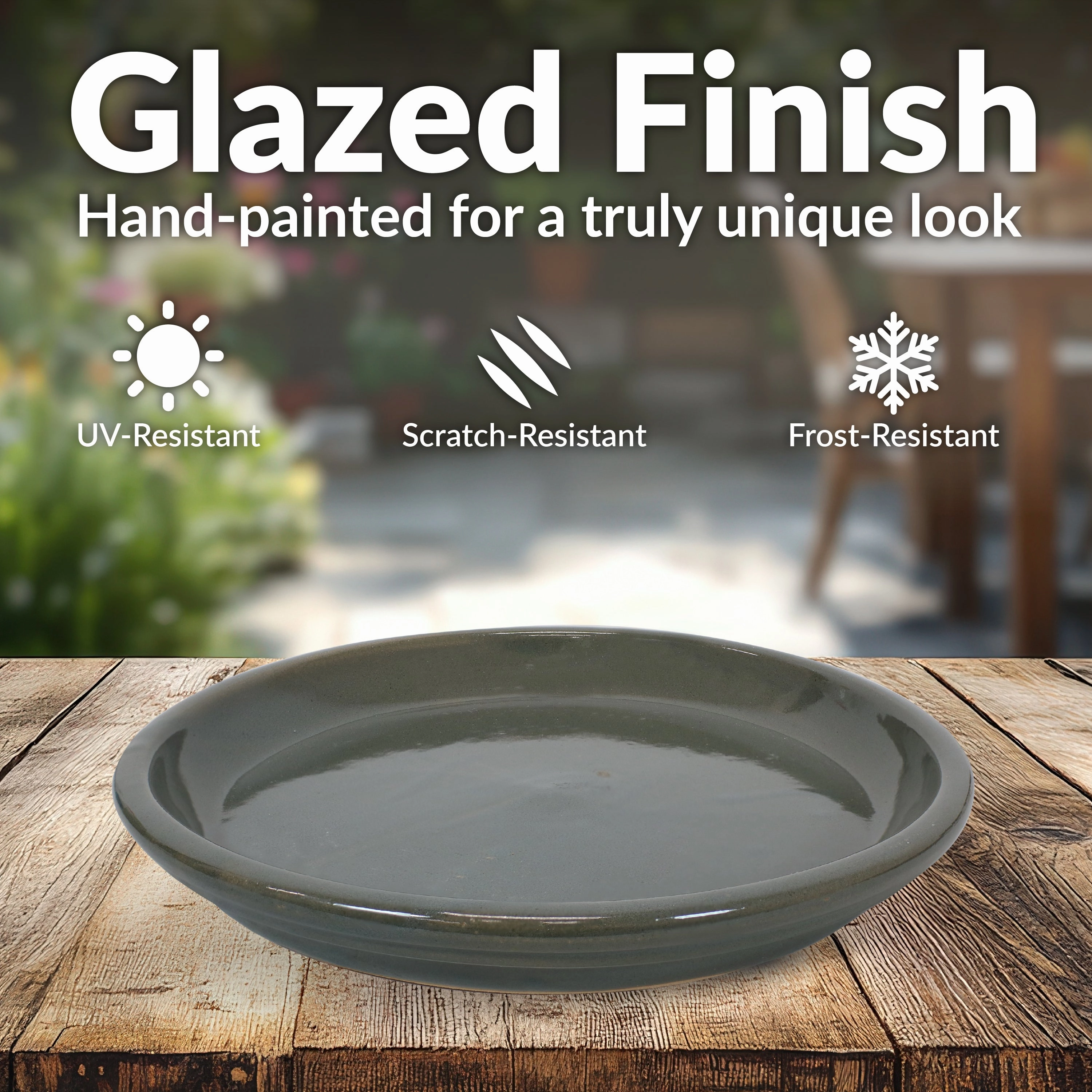 Sunnydaze Set of 4 Glazed Ceramic Planter Saucers