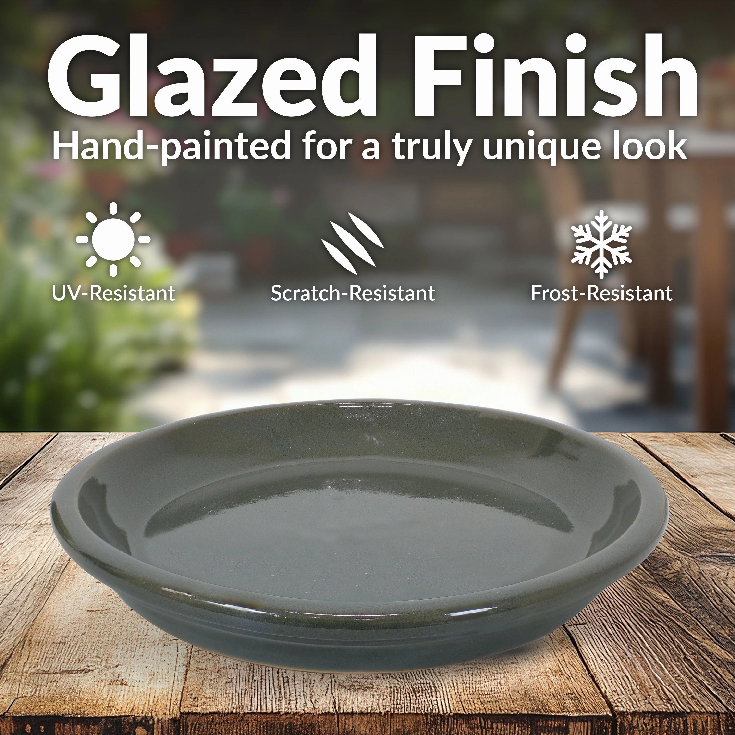 Sunnydaze Set of 4 Glazed Ceramic Planter Saucers