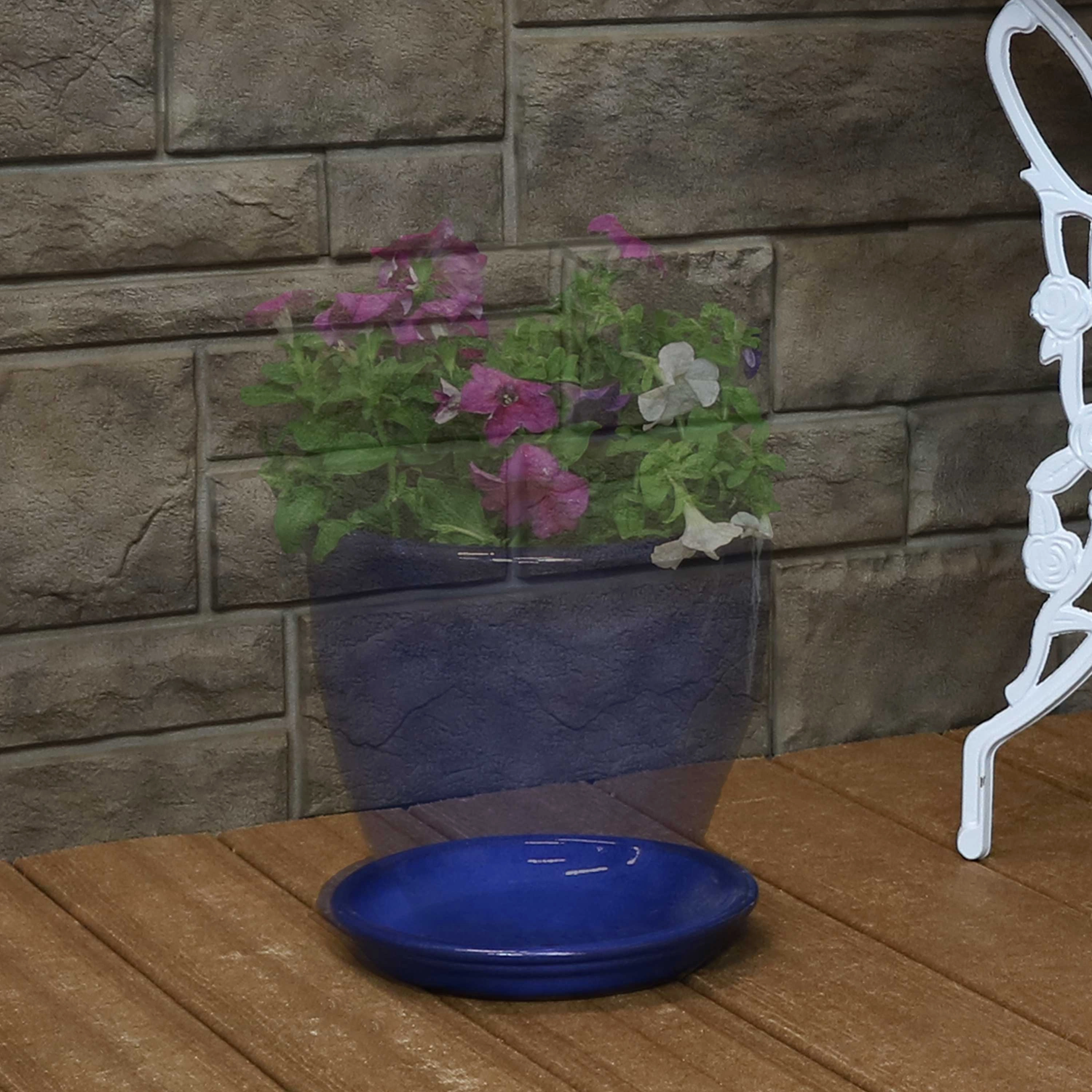 Sunnydaze Set of 4 Glazed Ceramic Planter Saucers