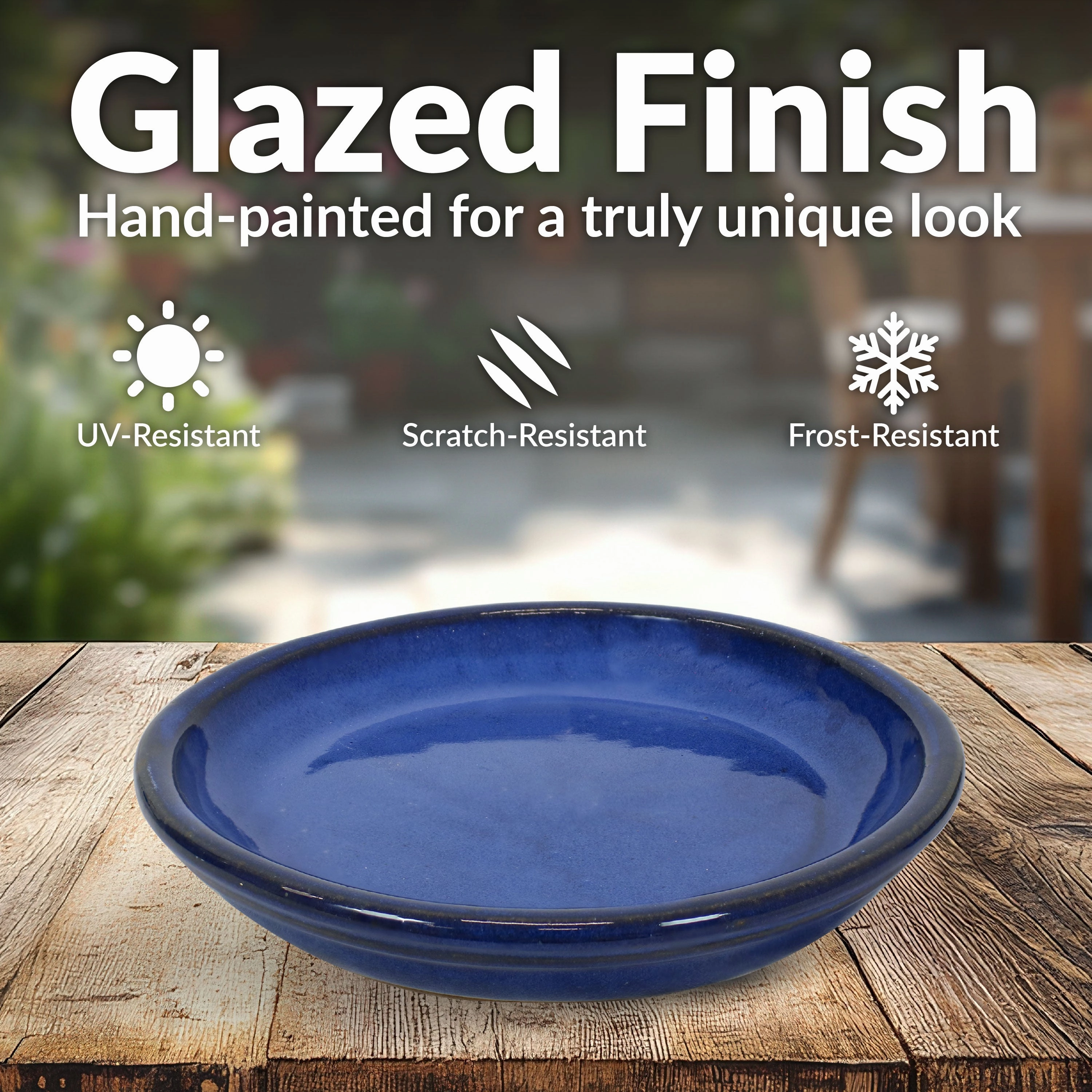 Sunnydaze Set of 4 Glazed Ceramic Planter Saucers