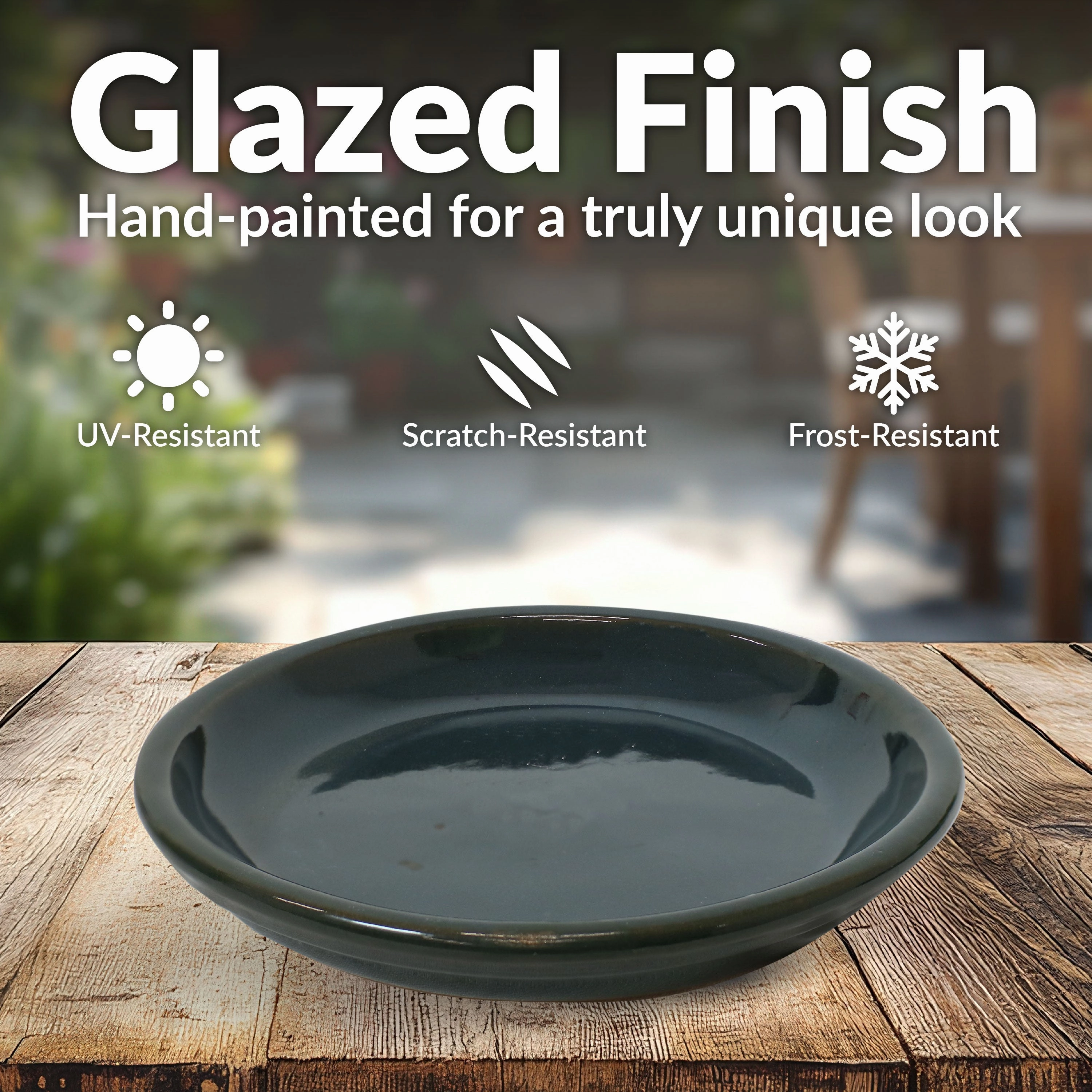 Sunnydaze Set of 4 Glazed Ceramic Planter Saucers