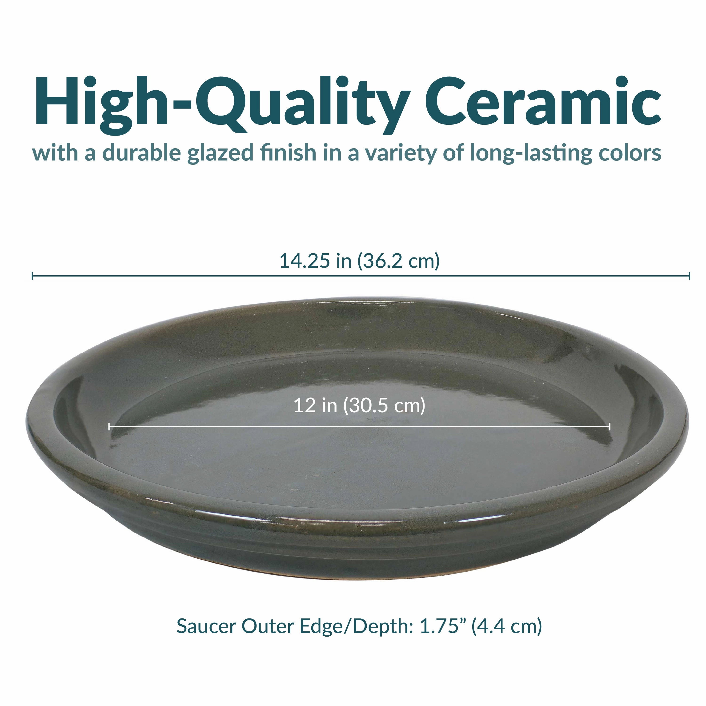Sunnydaze Set of 4 Glazed Ceramic Planter Saucers