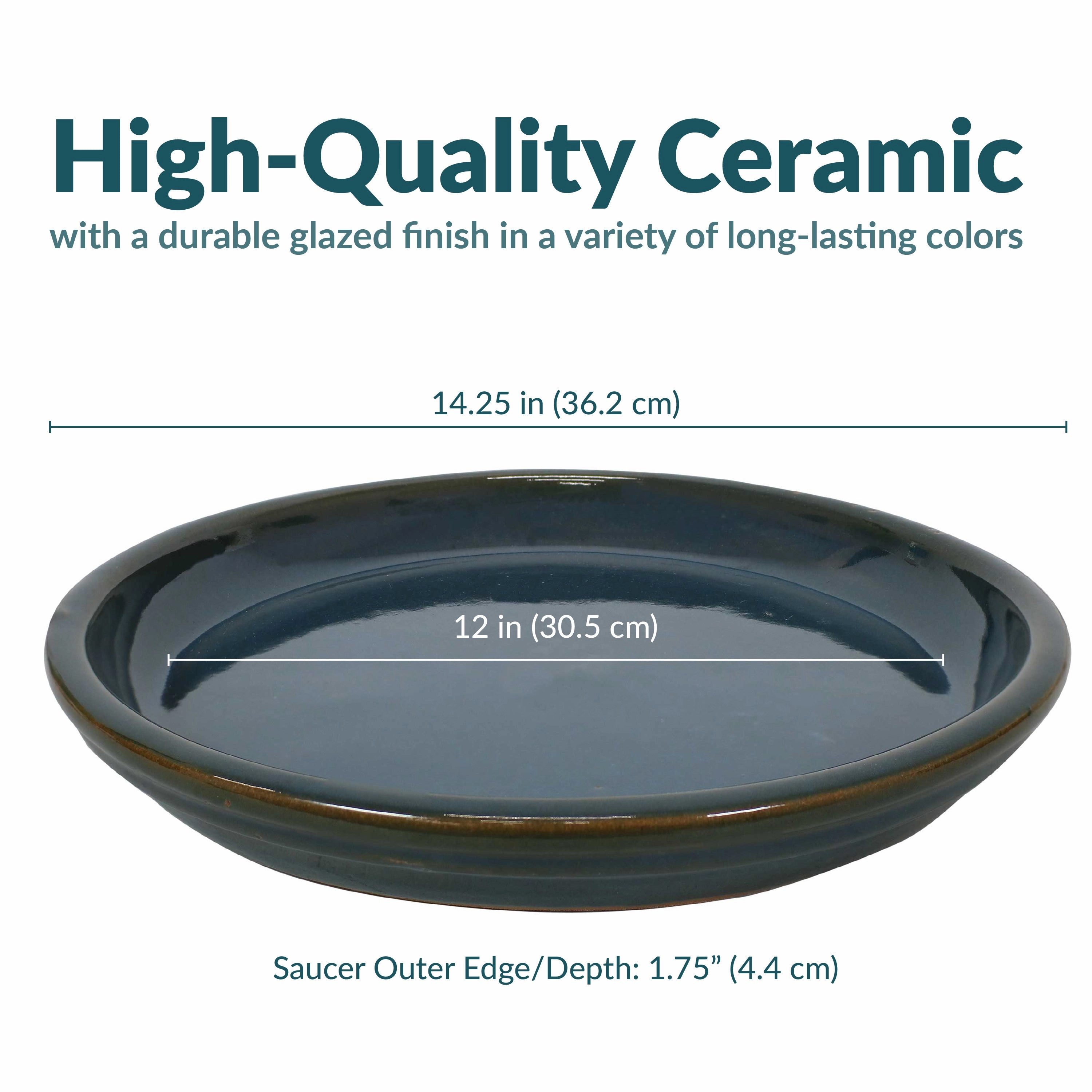 Sunnydaze Set of 4 Glazed Ceramic Planter Saucers
