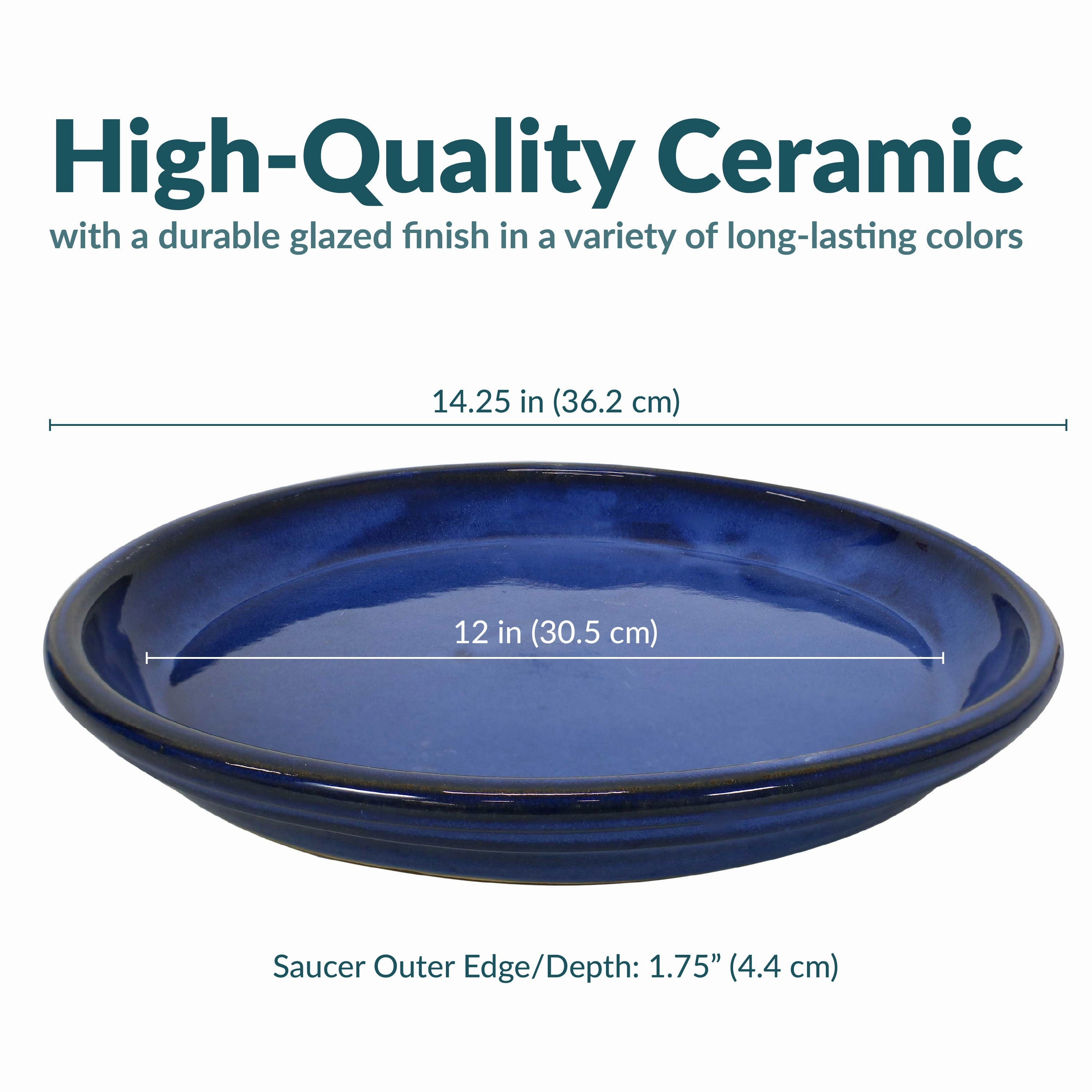 Sunnydaze Set of 4 Glazed Ceramic Planter Saucers