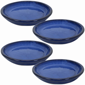 Sunnydaze Set of 4 Glazed Ceramic Planter Saucers decorative outdoor planter box designs