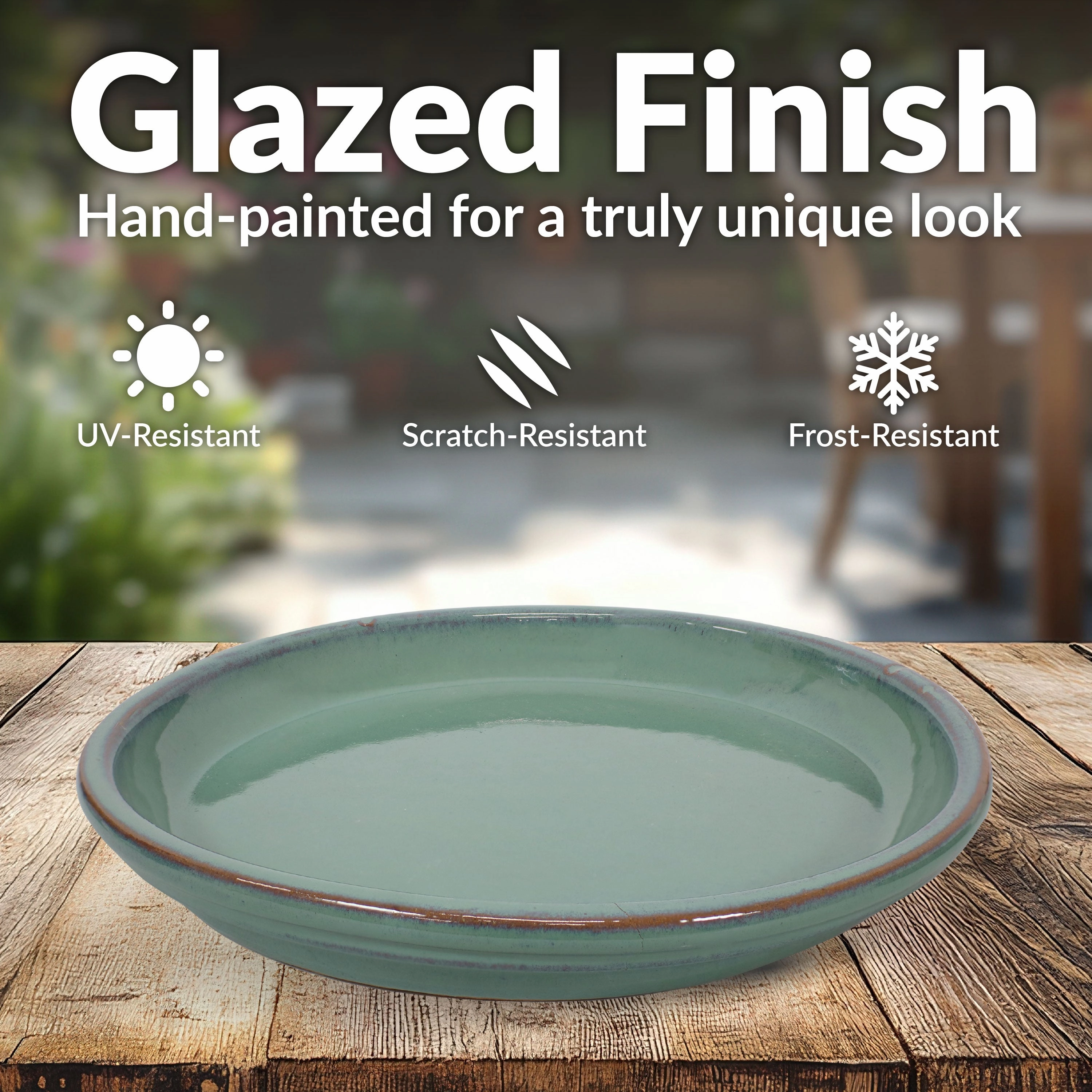 Sunnydaze Set of 4 Glazed Ceramic Planter Saucers