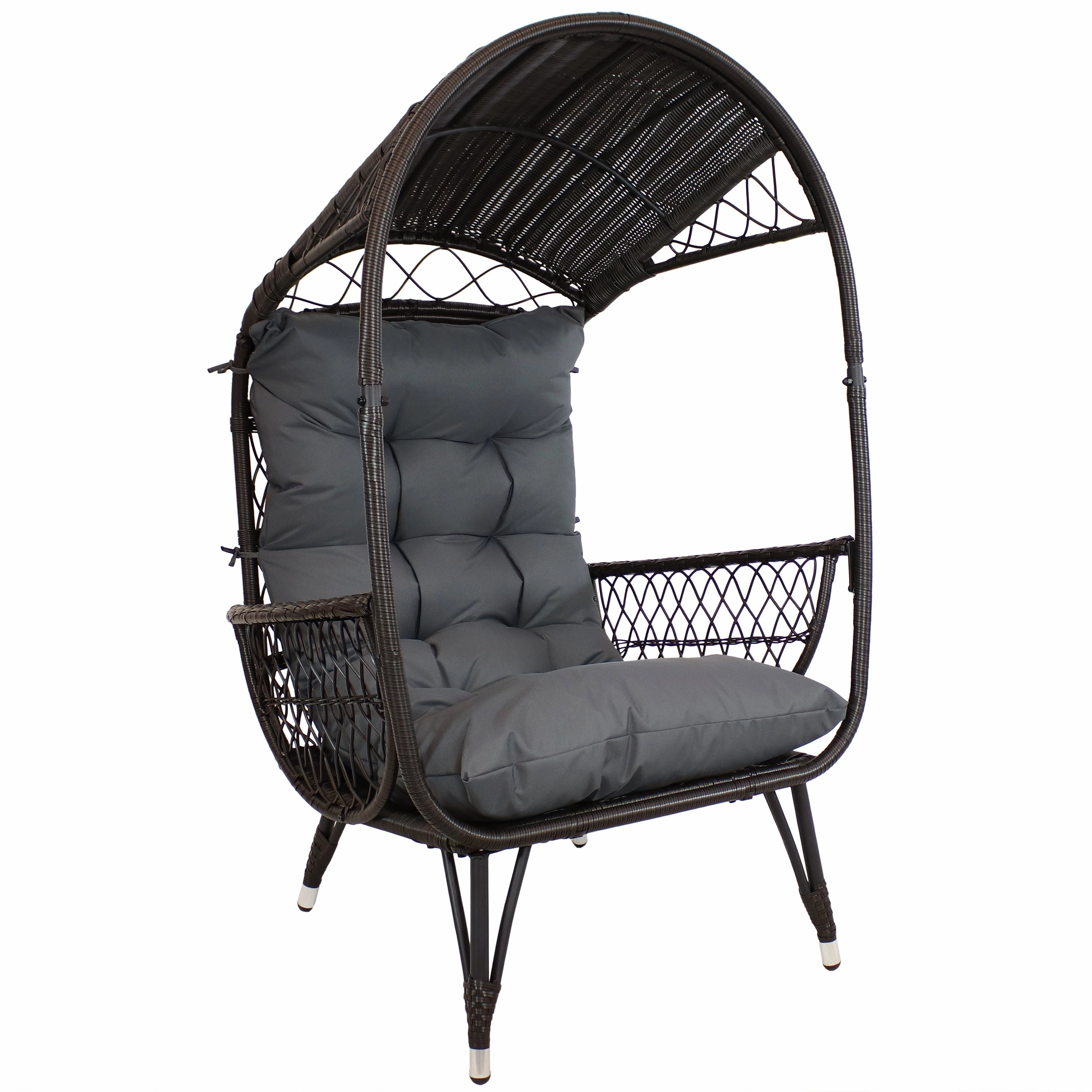 Sunnydaze Shaded Comfort Wicker Outdoor Egg Chair with Legs - 56.5" H double size outdoor hammock for couples