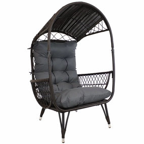 Sunnydaze Shaded Comfort Wicker Outdoor Egg Chair with Legs - 56.5" H double size outdoor hammock for couples