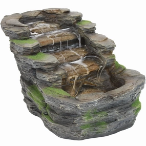Sunnydaze Shale Falls Outdoor Fountain with LED Lights - 13"outdoor garden water fountain