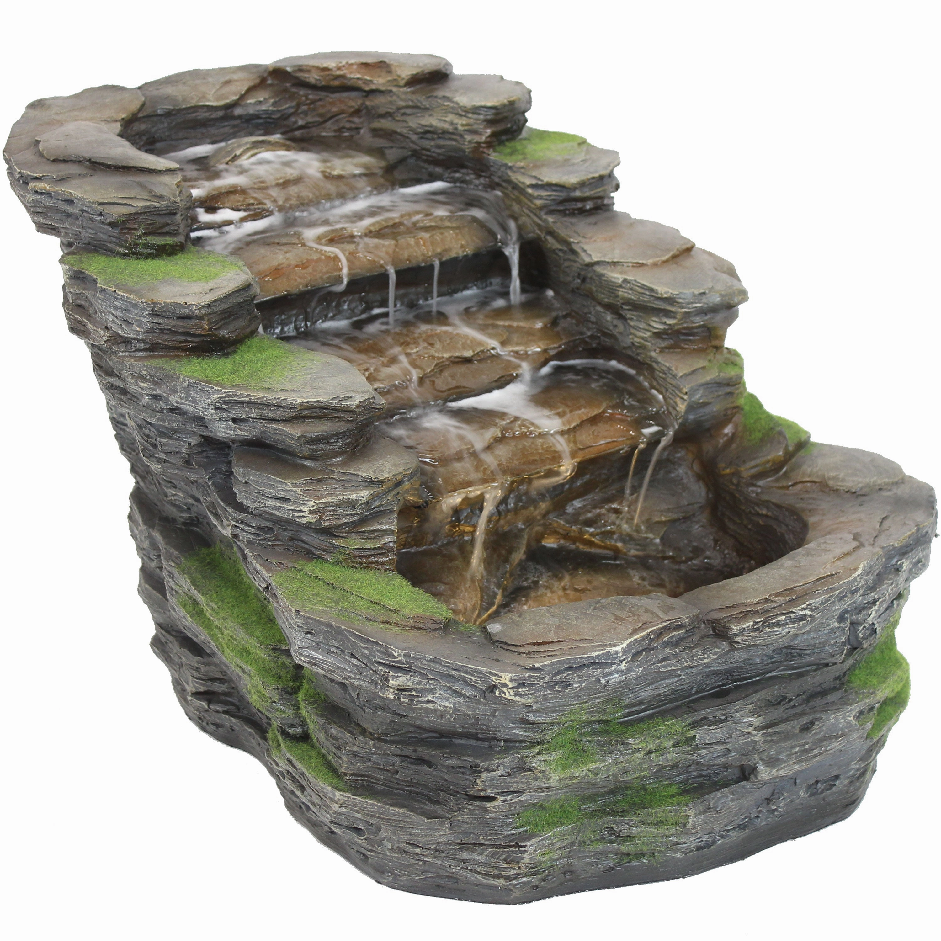 Sunnydaze Shale Falls Outdoor Fountain with LED Lights - 13"outdoor garden water fountain