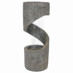 Sunnydaze Showering Spiral Electric Water Fountain with LED Light - 31"outdoor garden water fountain