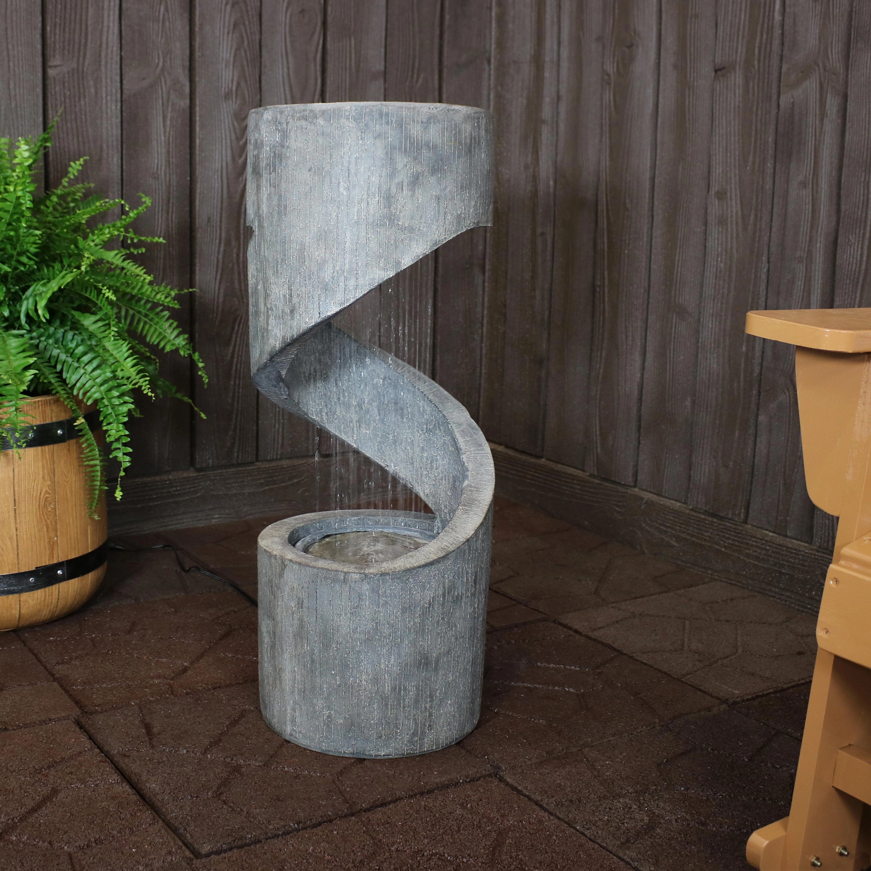 Sunnydaze Showering Spiral Electric Water Fountain with LED Light - 31"
