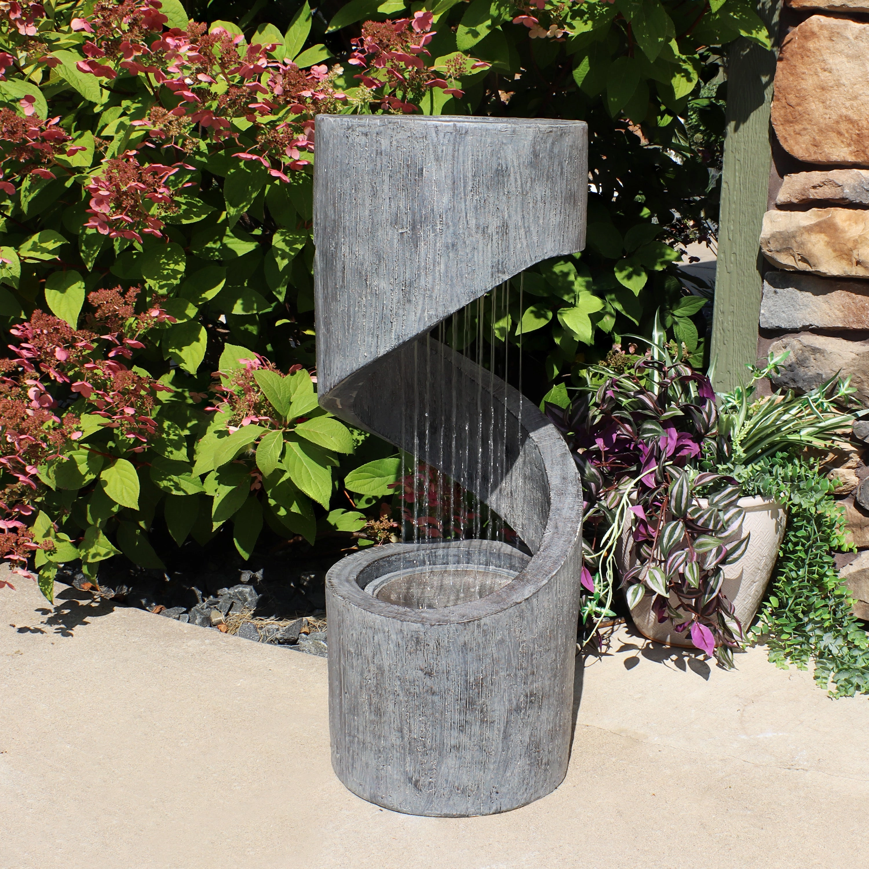 Sunnydaze Showering Spiral Electric Water Fountain with LED Light - 31"