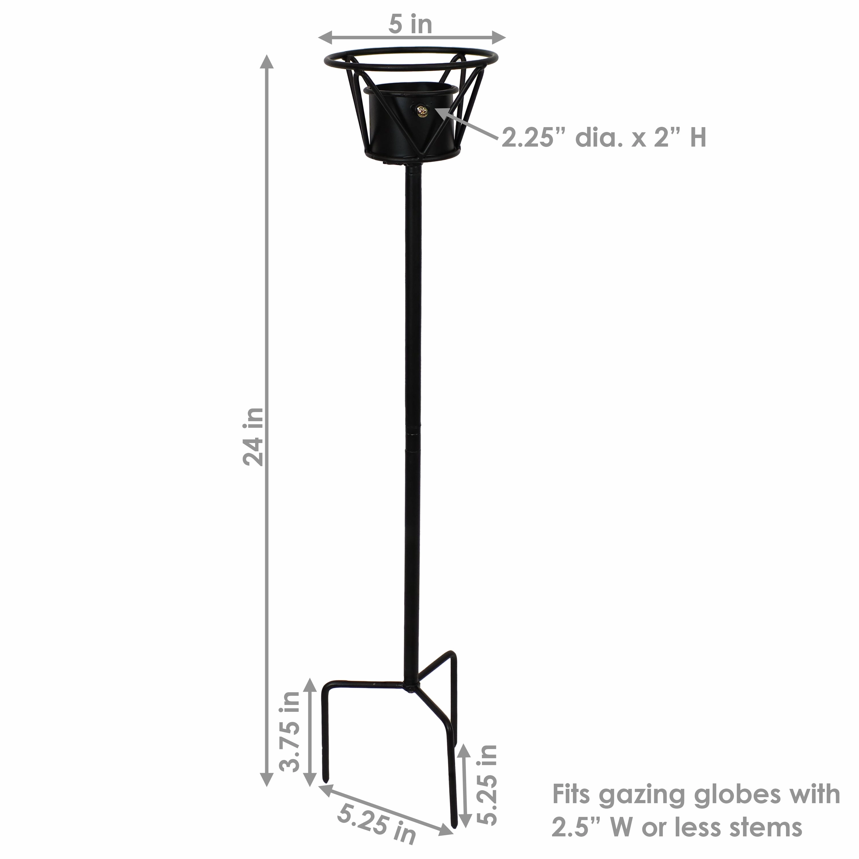 Sunnydaze Simple Steel Gazing Globe Stand - Black