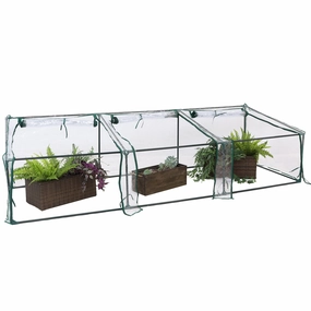 Sunnydaze Slanted Mini Cloche Greenhouse with Zippered Doors - Clear decorative outdoor planter box designs