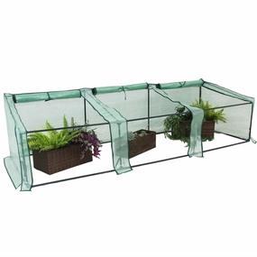 Sunnydaze Slanted Mini Cloche Greenhouse with Zippered Doors - Green decorative outdoor planter box designs