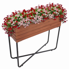 Sunnydaze Slatted Acacia Wood Raised Garden Bed with Legs with Oil-Stained Finish decorative outdoor planter box designs