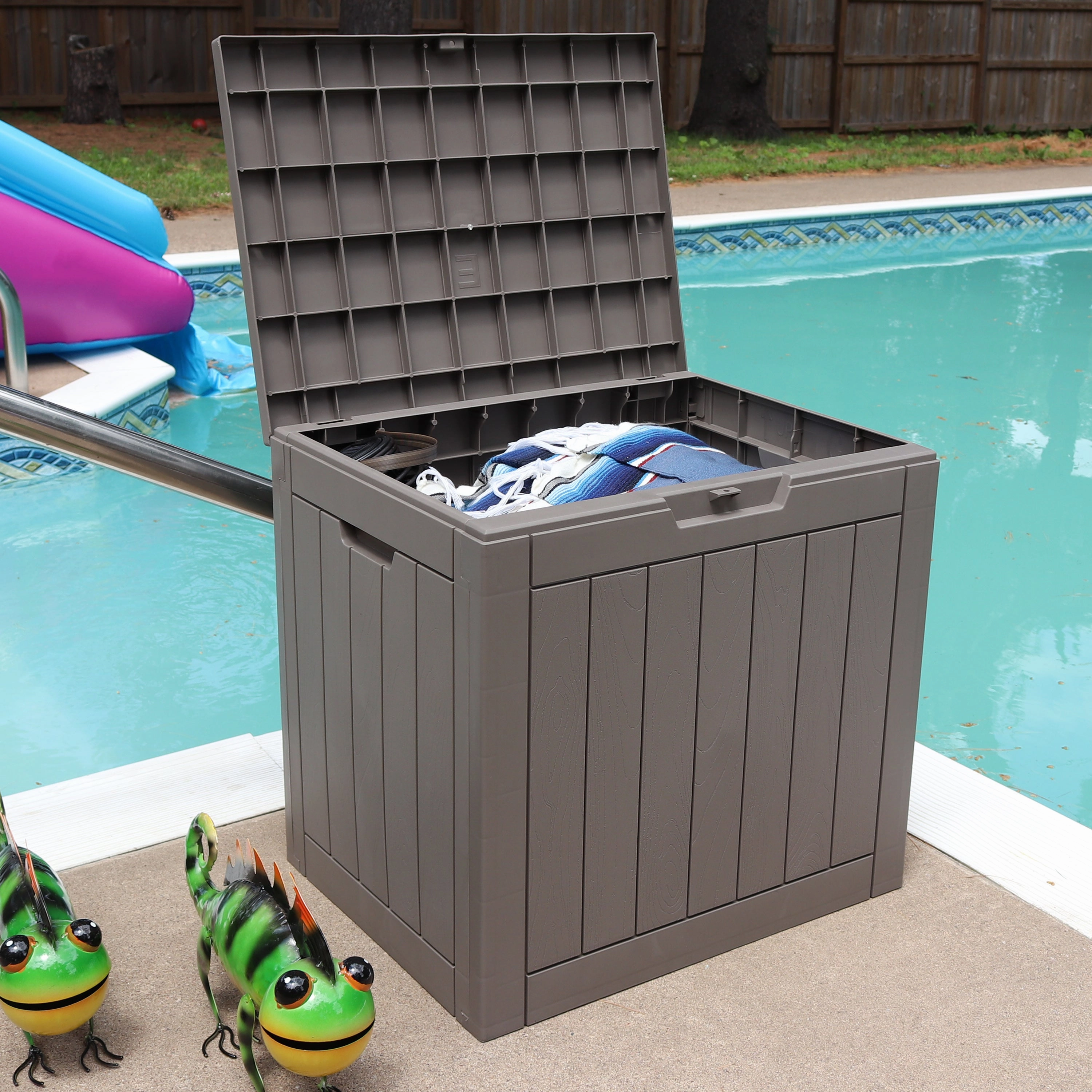 Sunnydaze Small Deck Box with Storage and Lockable Lid - 32 Gal.