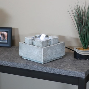 Sunnydaze Square Dynasty Bubbling Indoor Tabletop Fountain - 7"outdoor garden water fountain
