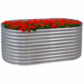 Sunnydaze Stackable Galvalume Steel Raised Garden Bed - 79" Oval decorative outdoor planter box designs