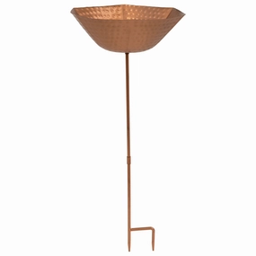 Sunnydaze Staked Copper Bird Bath with UV-Resistant Finish - 34.25" Houtdoor garden decorative ornaments