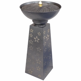 Sunnydaze Starry Sky Galvanized Iron Bird Bath Fountain - 31.25" Houtdoor garden water fountain