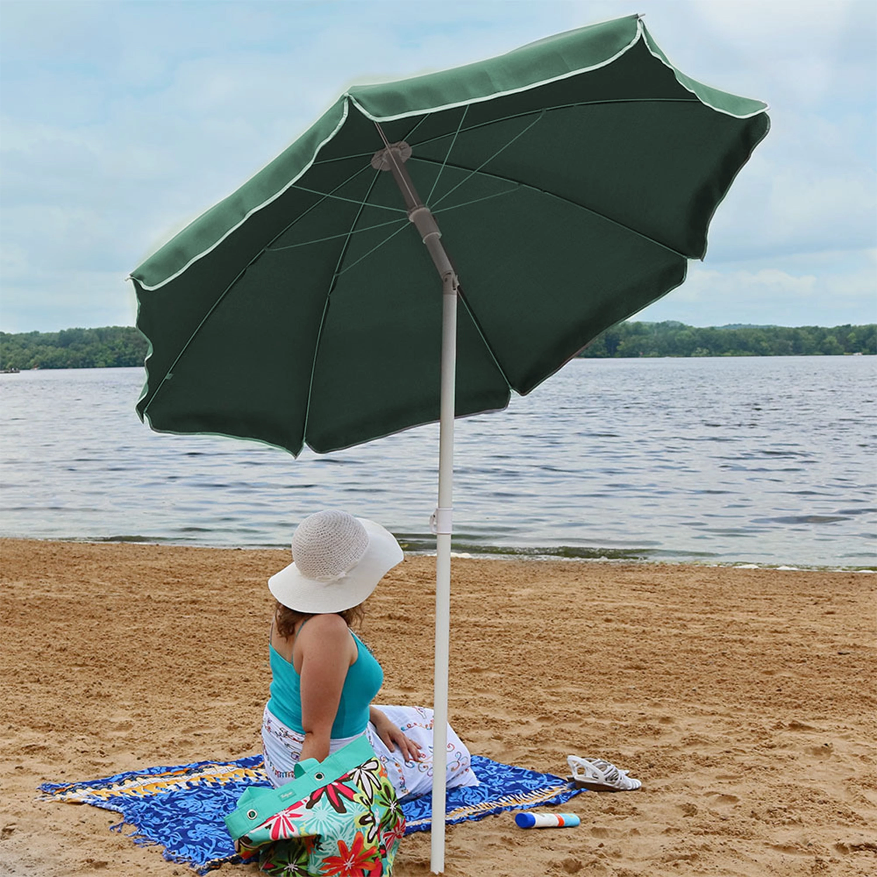 Sunnydaze Steel 5' Beach Umbrella with Tilt Function