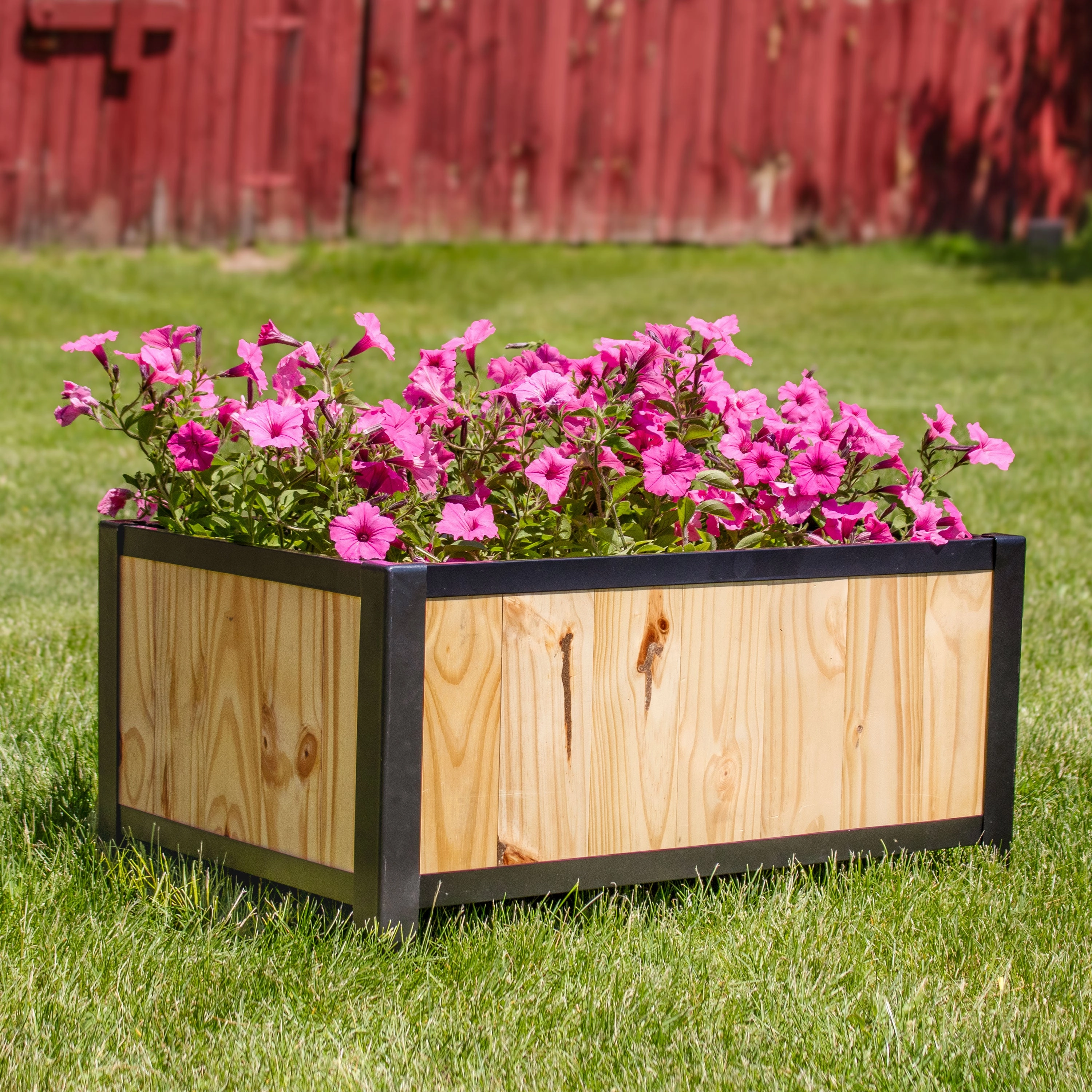 Sunnydaze Steel-Framed Acacia Wood Raised Garden Bed - 15.5" H