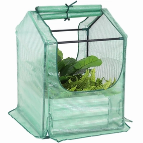 Sunnydaze Steel Raised Garden Bed and Mini Greenhouse Kit - Green decorative outdoor planter box designs