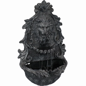 Sunnydaze Stoic Courage Lion Head Solar Fountain with Battery Backupoutdoor garden water fountain