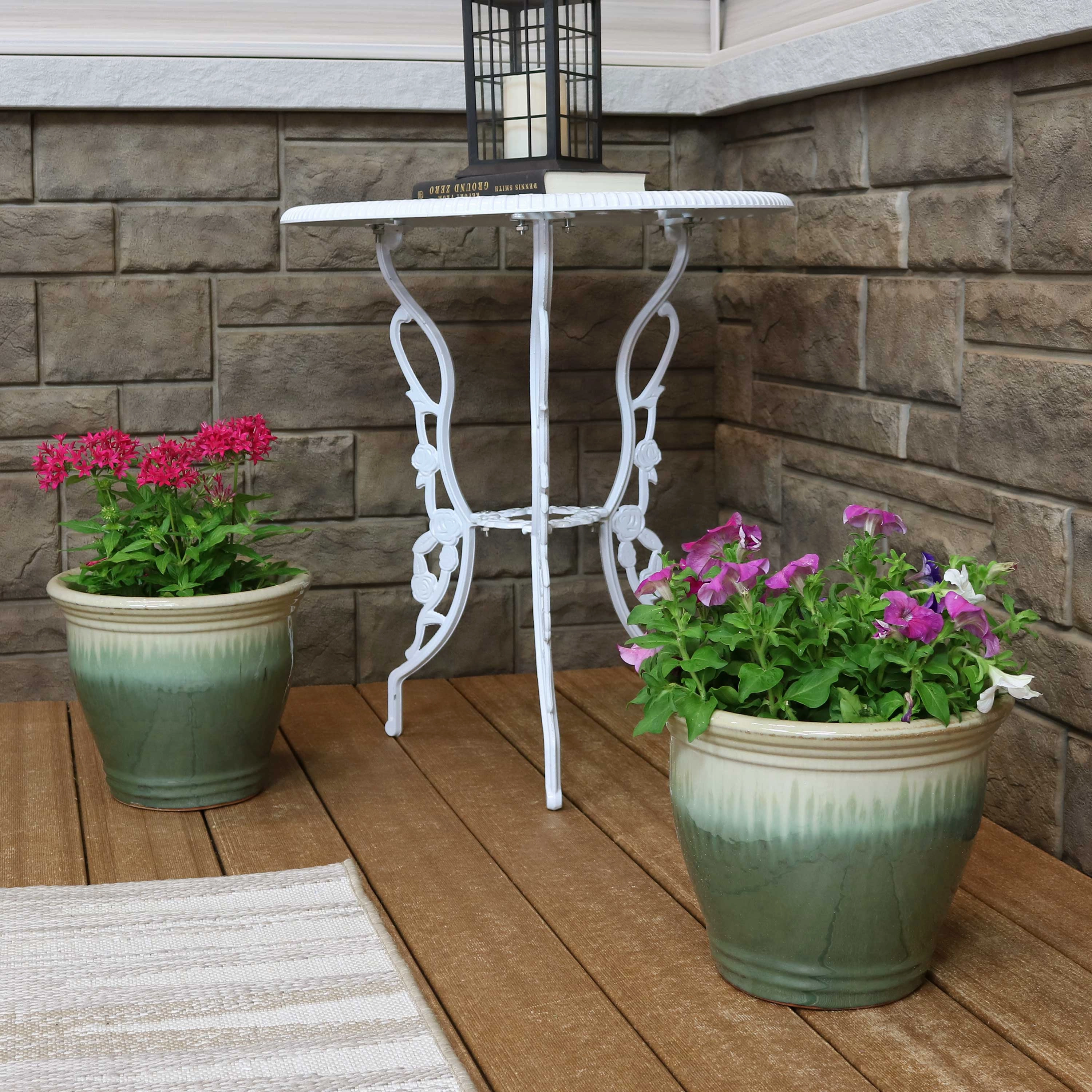 Sunnydaze Studio Glazed Ceramic Planter with Drainage Holes - Set of 2