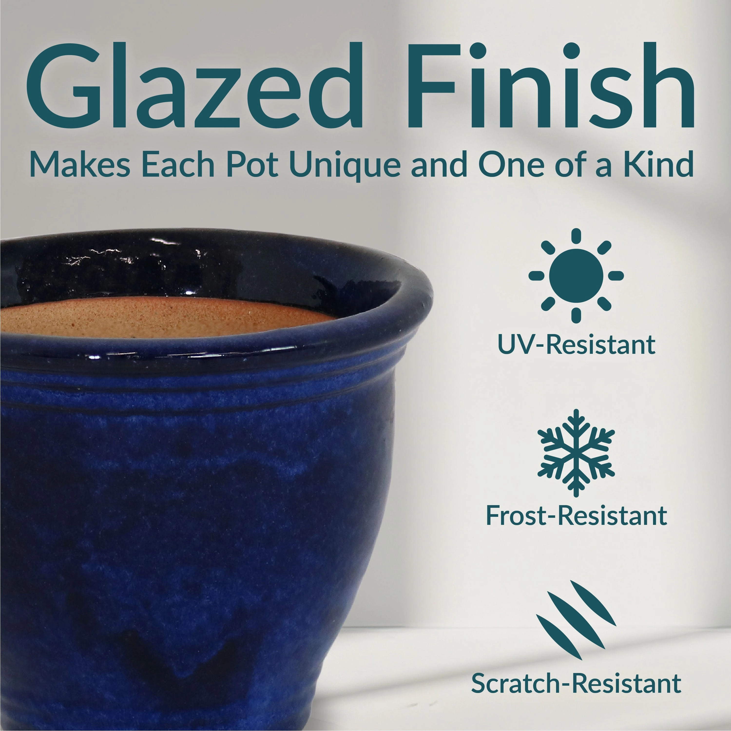 Sunnydaze Studio Glazed Ceramic Planter with Drainage Holes - Set of 2