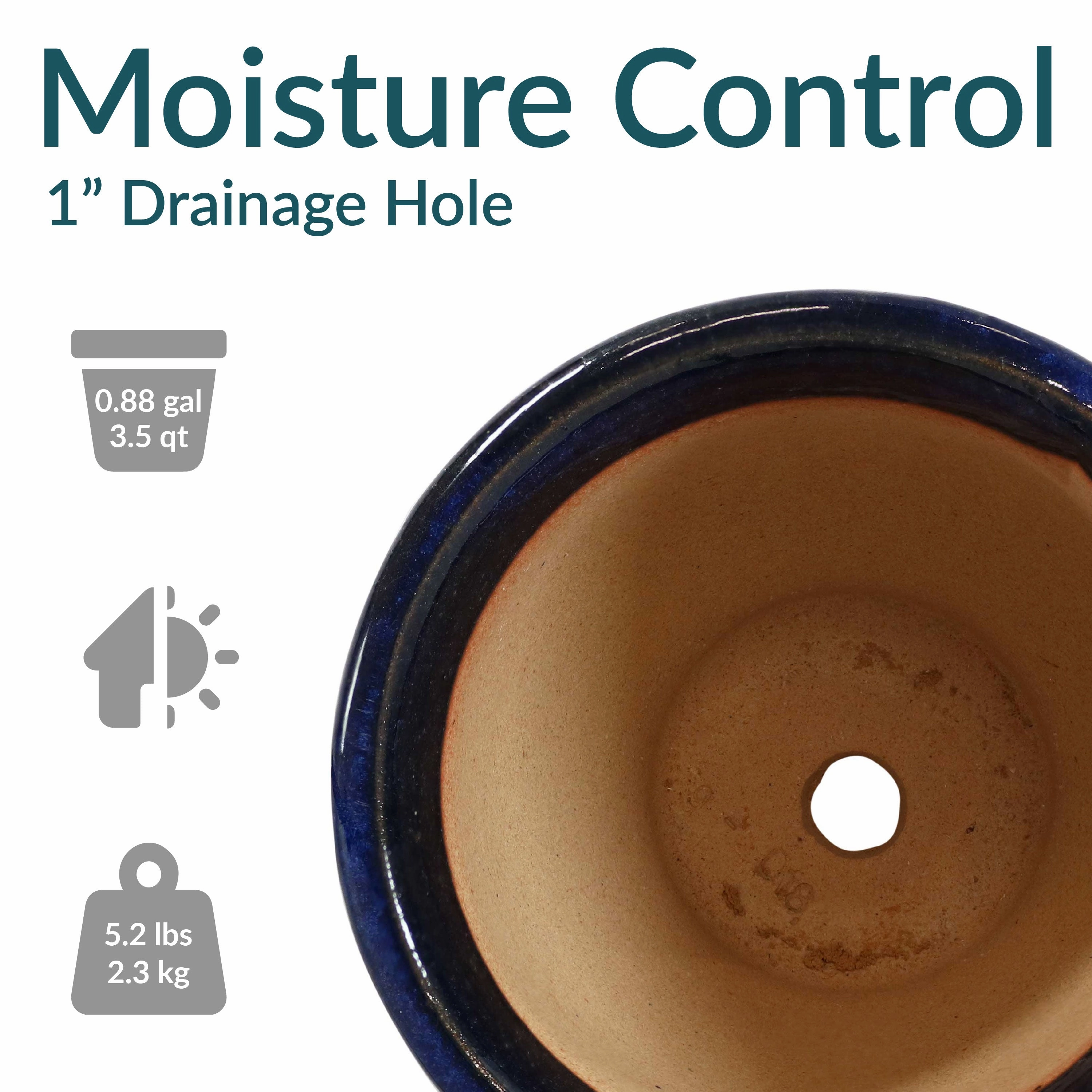 Sunnydaze Studio Glazed Ceramic Planter with Drainage Holes - Set of 2