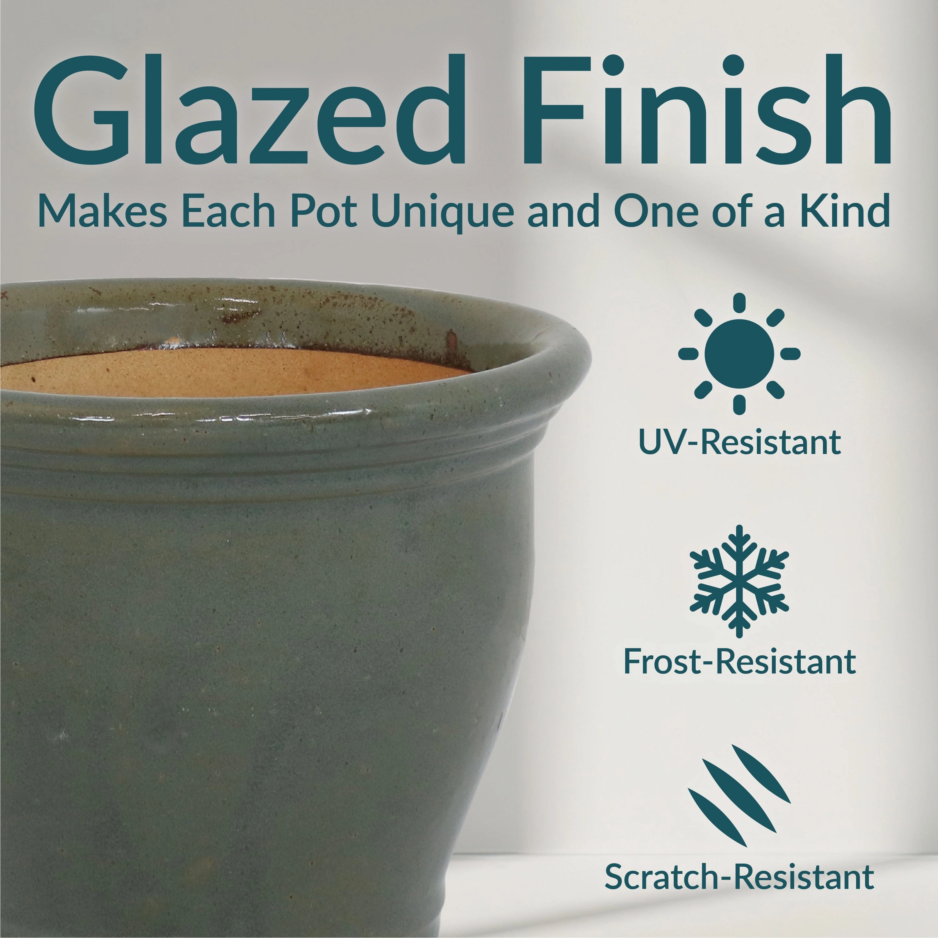 Sunnydaze Studio Glazed Ceramic Planter with Drainage Holes - Set of 2