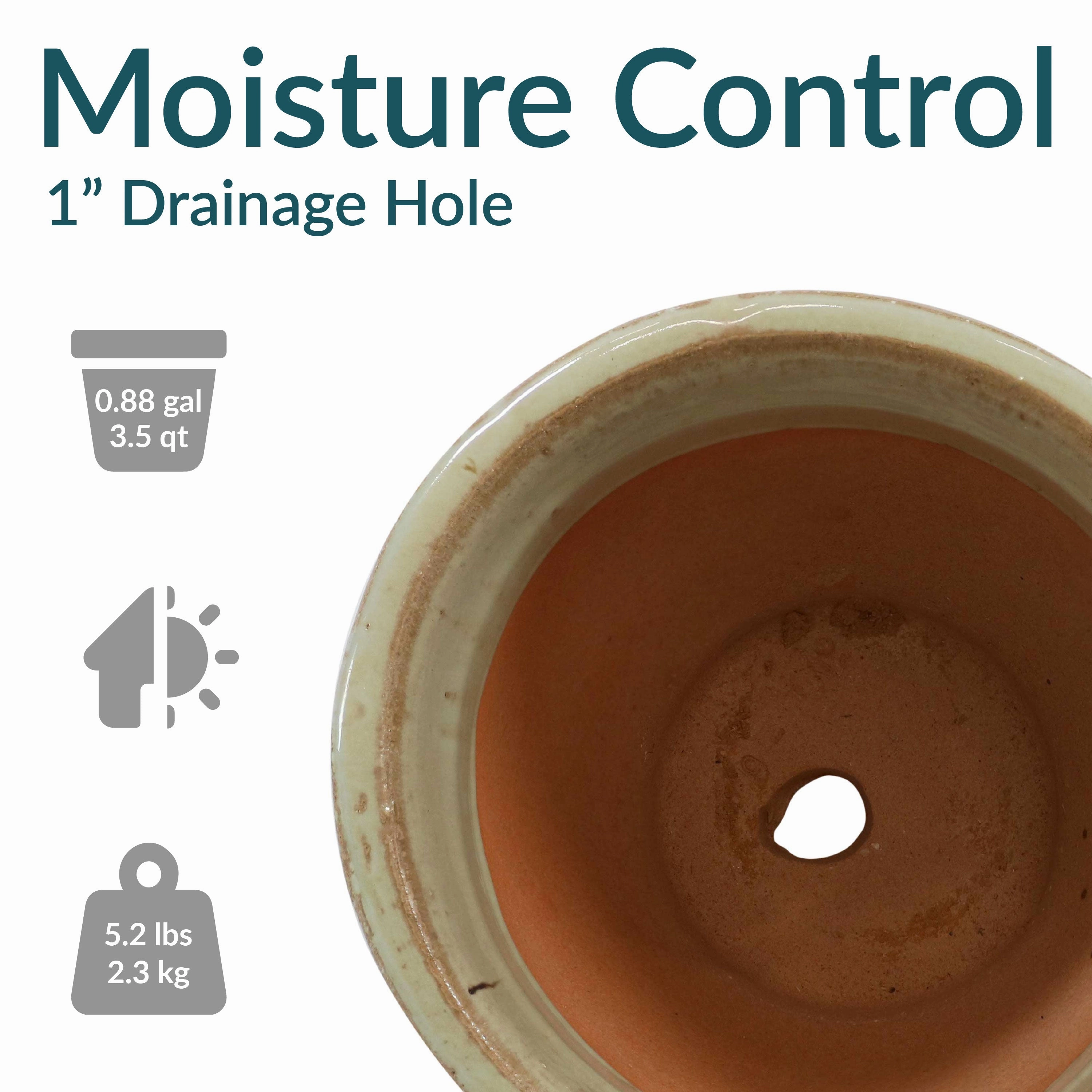 Sunnydaze Studio Glazed Ceramic Planter with Drainage Holes - Set of 2