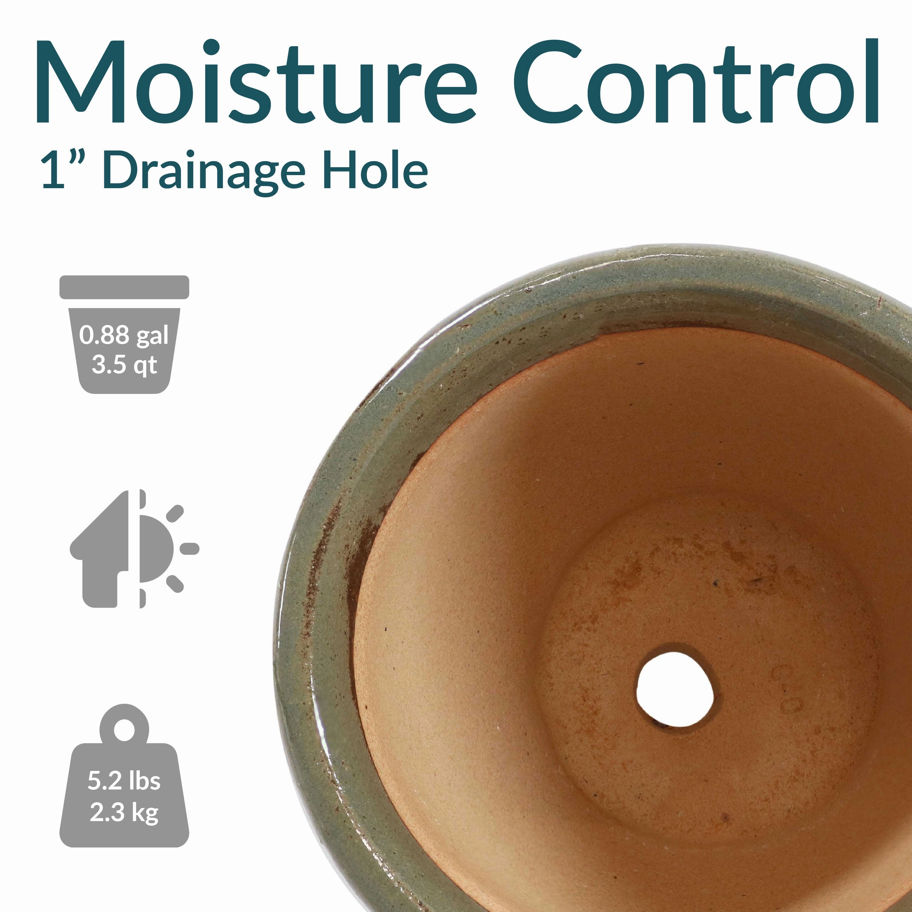 Sunnydaze Studio Glazed Ceramic Planter with Drainage Holes - Set of 2