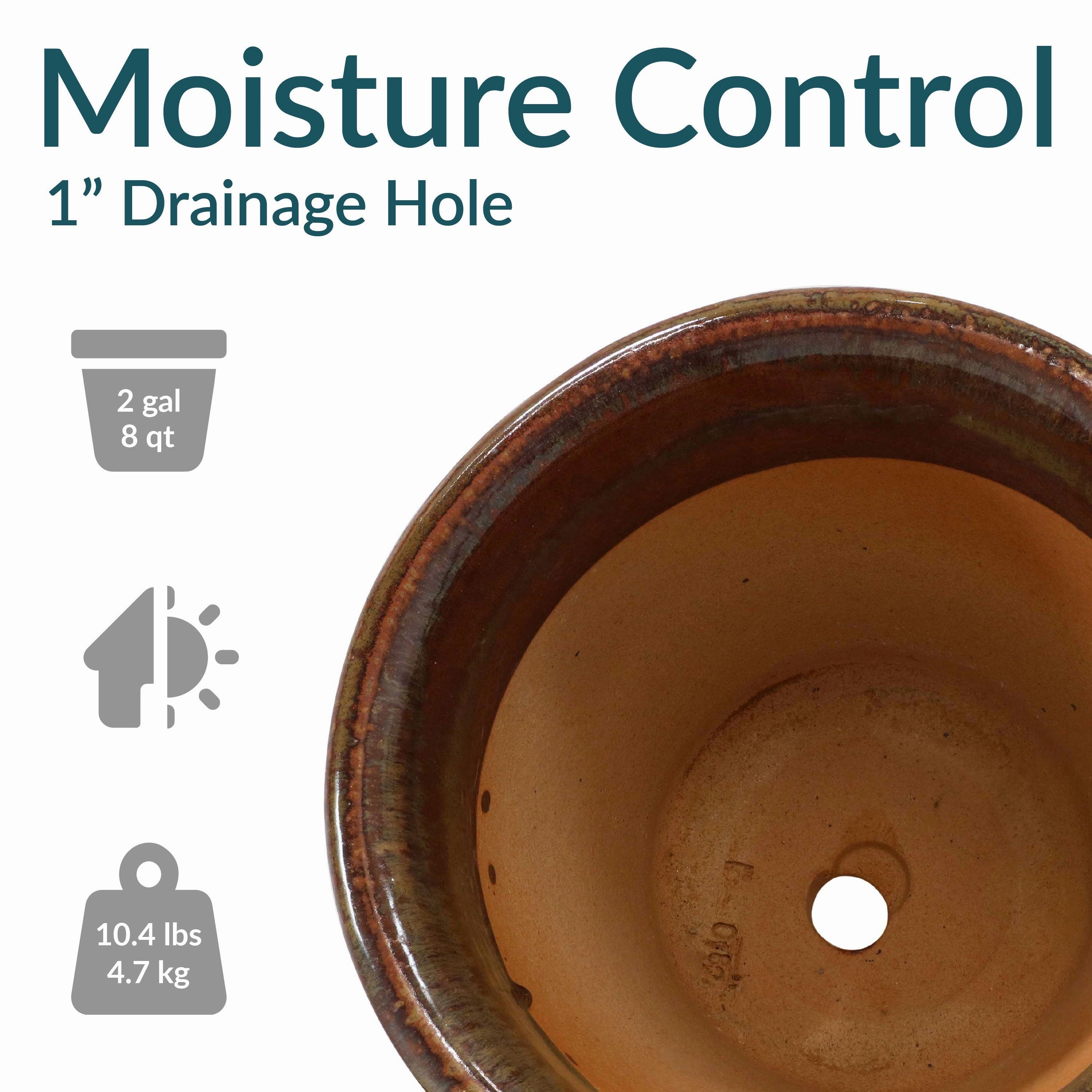 Sunnydaze Studio Glazed Ceramic Planter with Drainage Holes - Set of 2