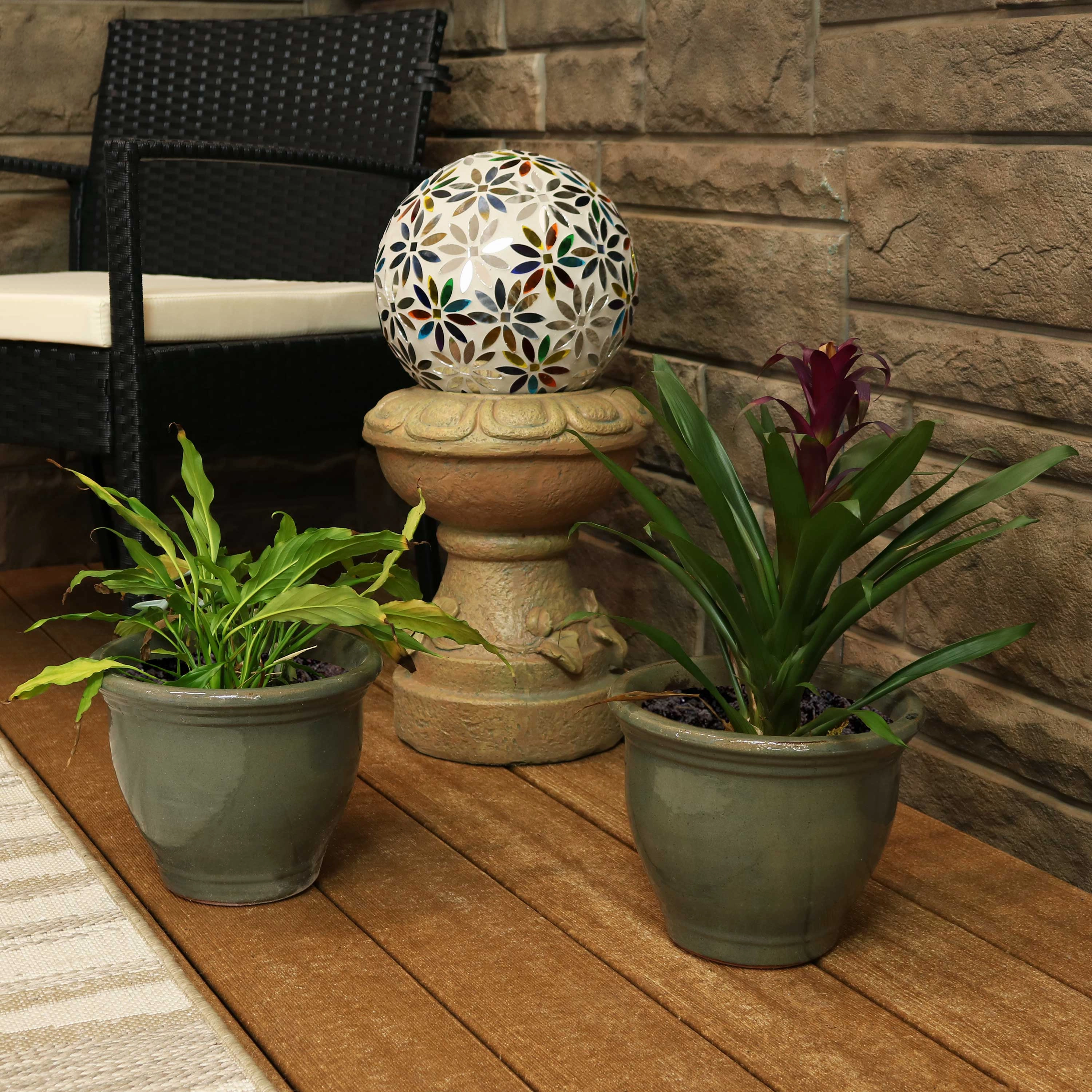 Sunnydaze Studio Glazed Ceramic Planter with Drainage Holes - Set of 2