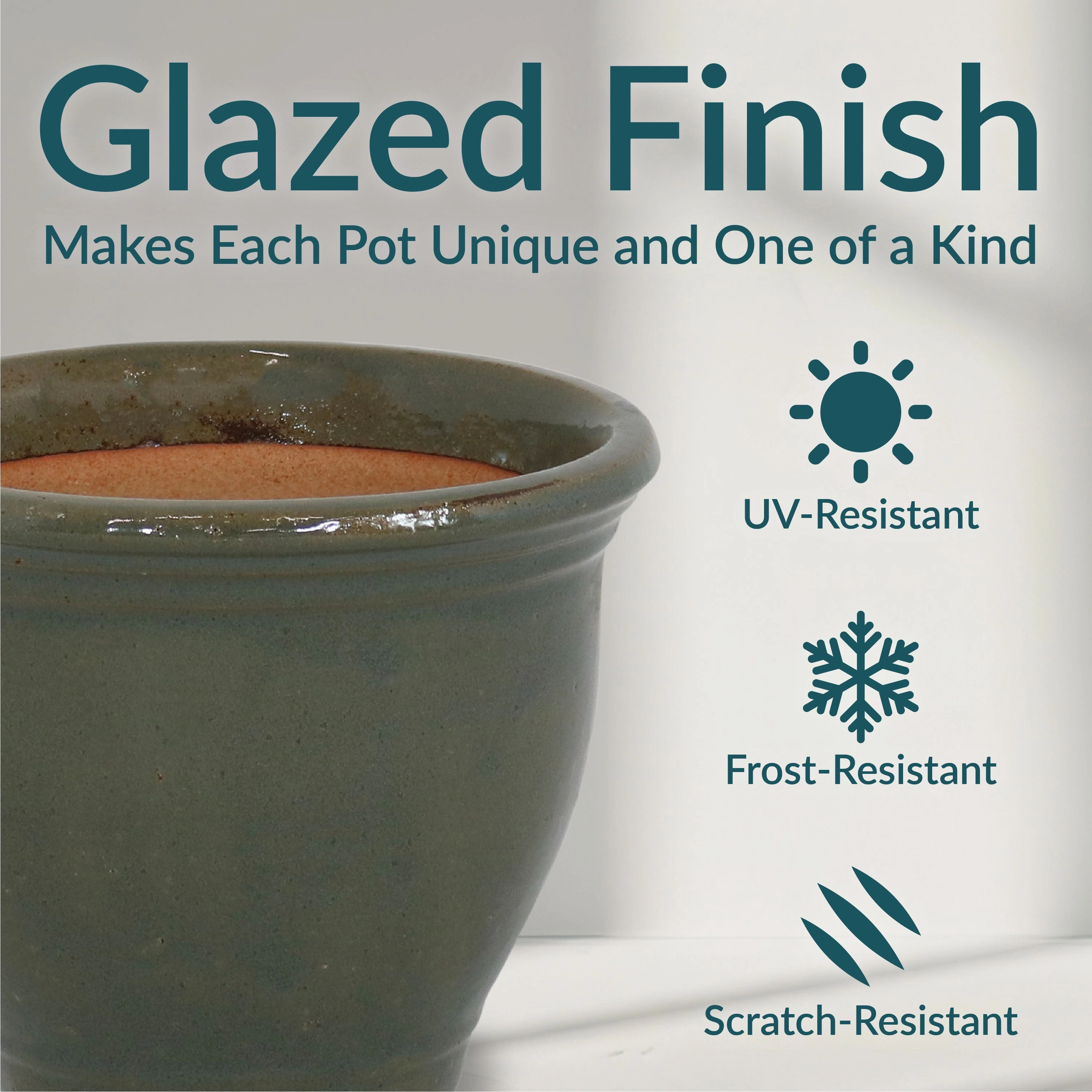Sunnydaze Studio Glazed Ceramic Planter with Drainage Holes - Set of 2