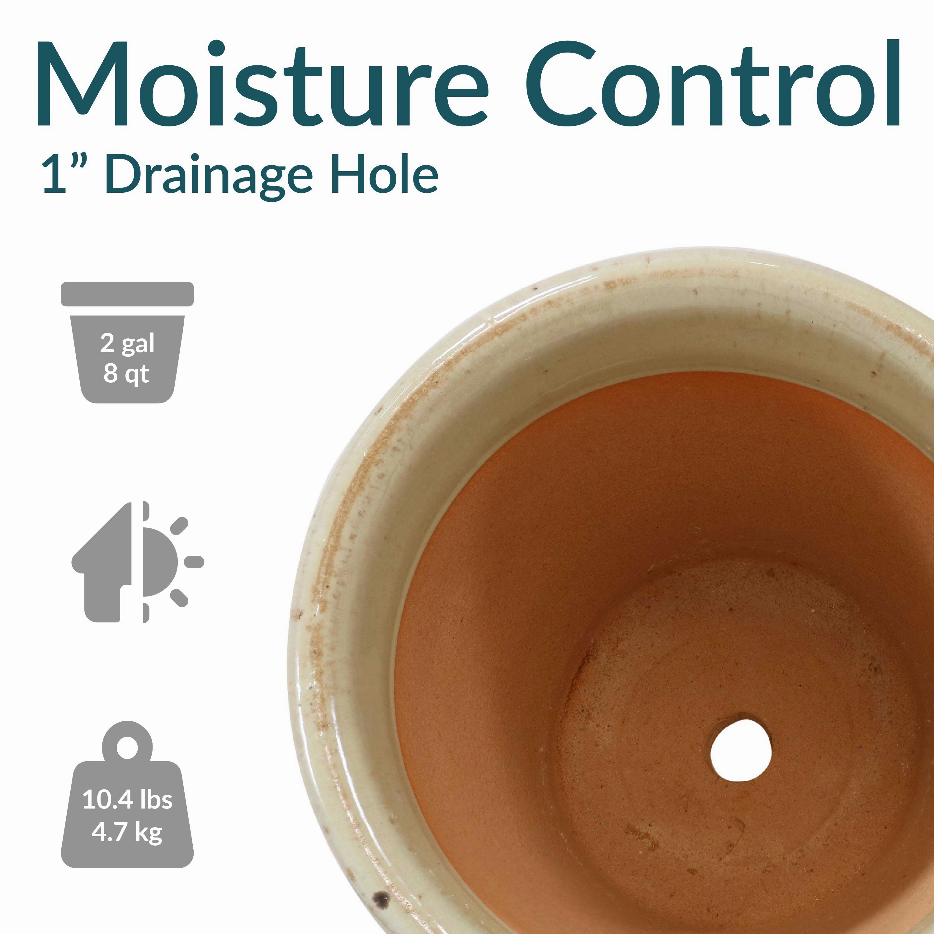 Sunnydaze Studio Glazed Ceramic Planter with Drainage Holes - Set of 2