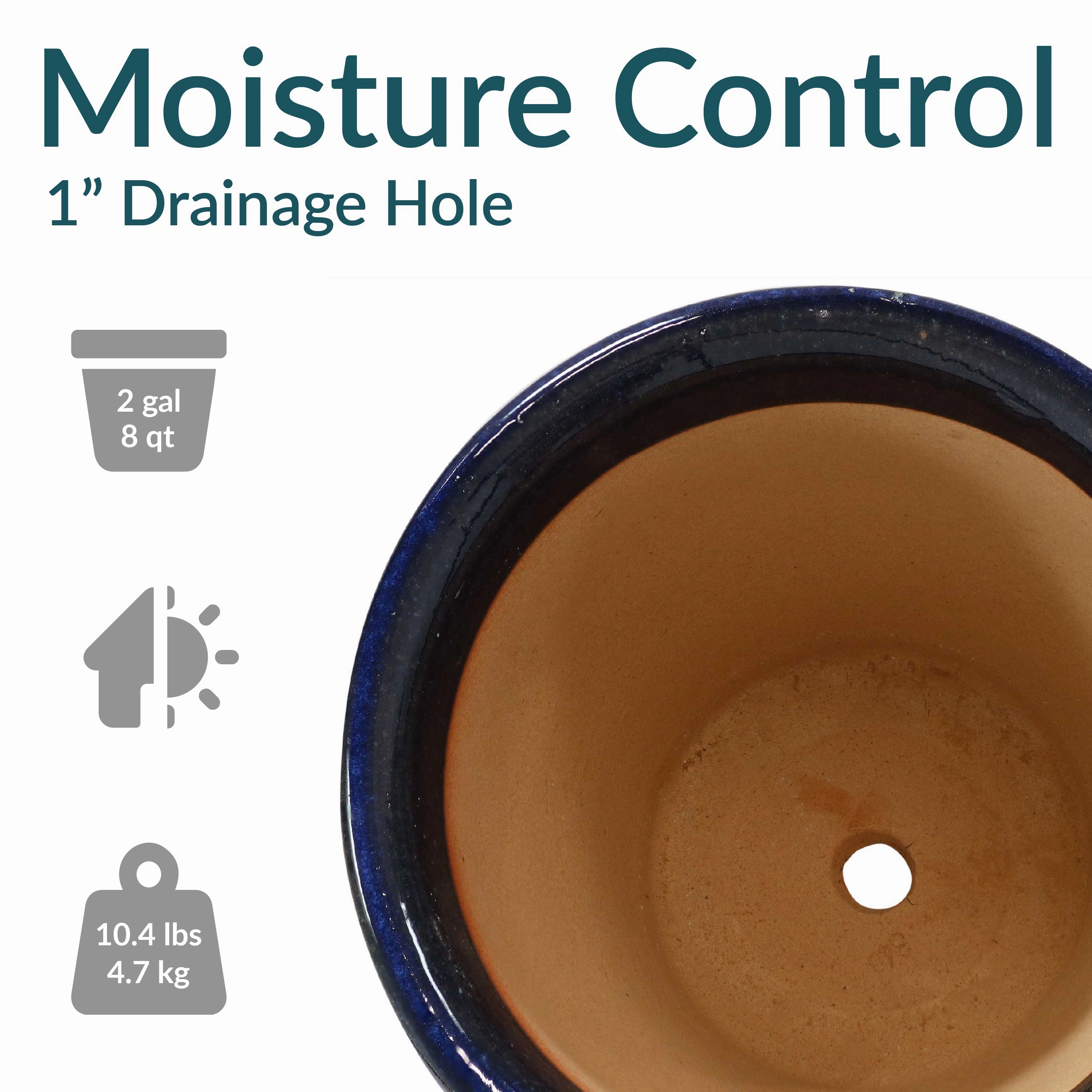Sunnydaze Studio Glazed Ceramic Planter with Drainage Holes - Set of 2