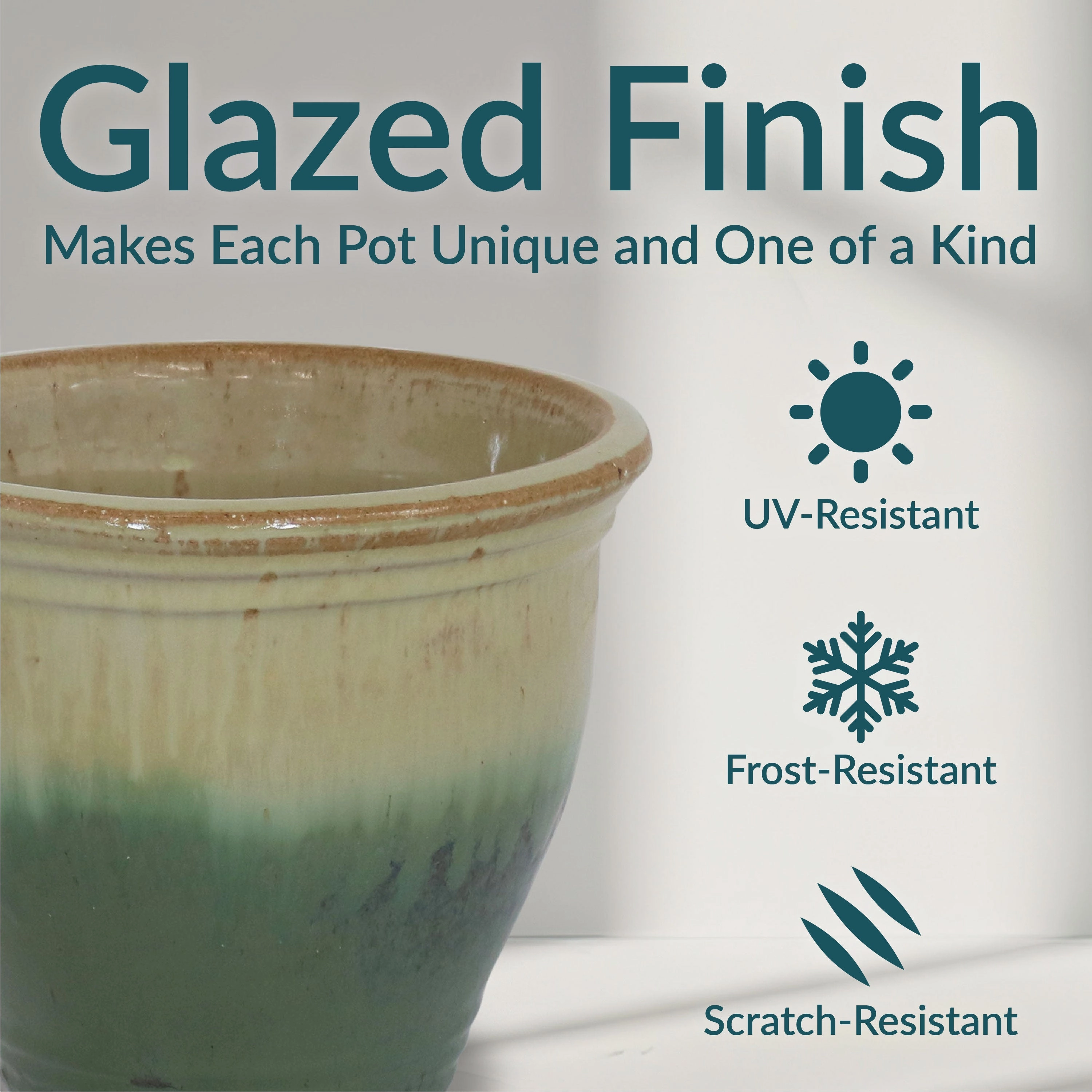 Sunnydaze Studio Glazed Ceramic Planter with Drainage Holes - Set of 2