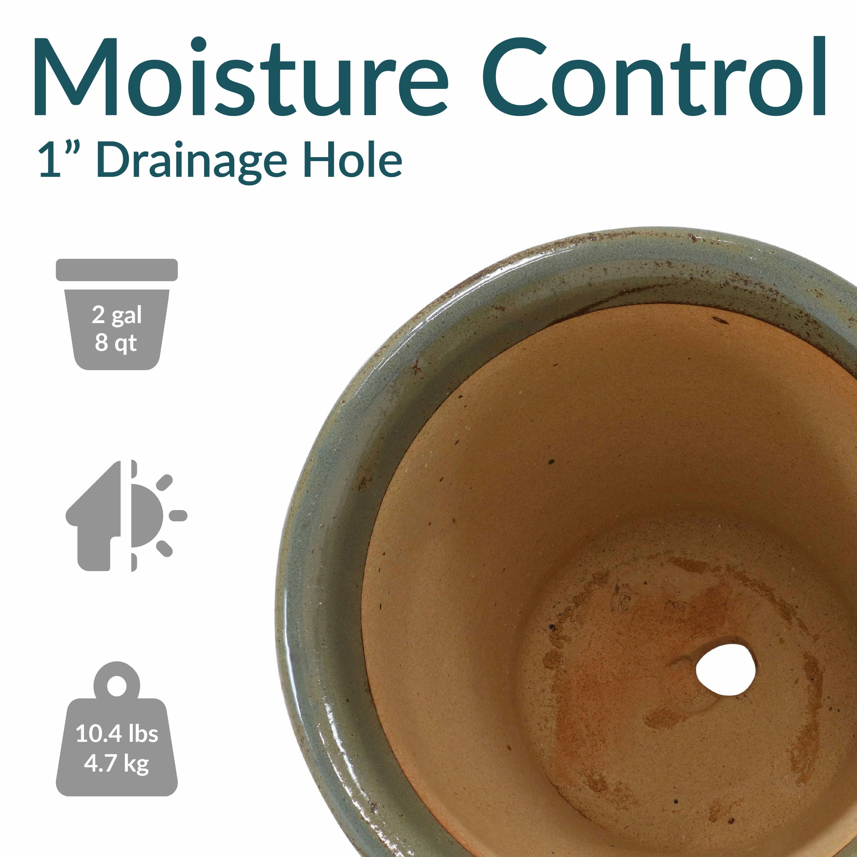 Sunnydaze Studio Glazed Ceramic Planter with Drainage Holes - Set of 2