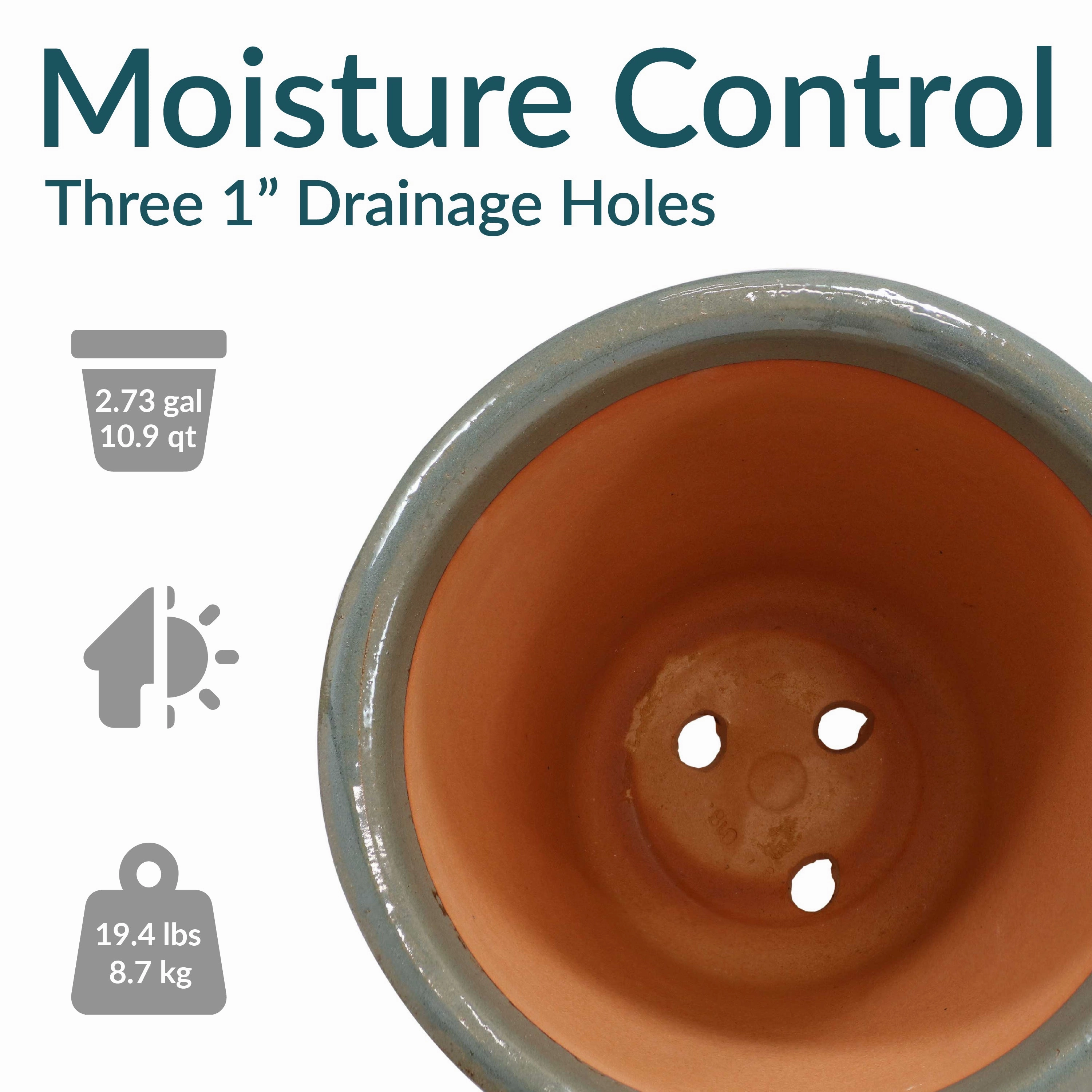 Sunnydaze Studio Round Glazed Ceramic Planter with Drainage
