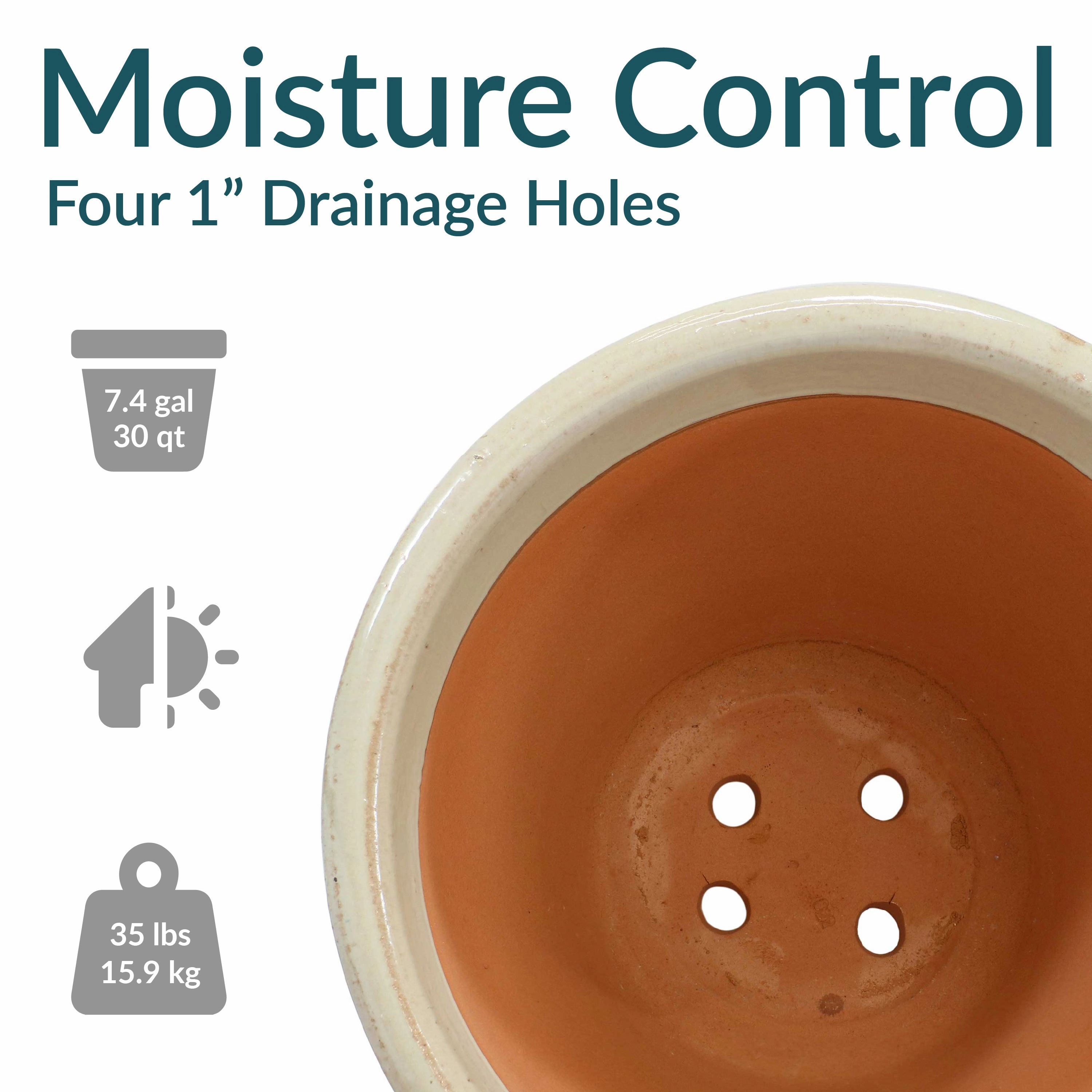 Sunnydaze Studio Round Glazed Ceramic Planter with Drainage