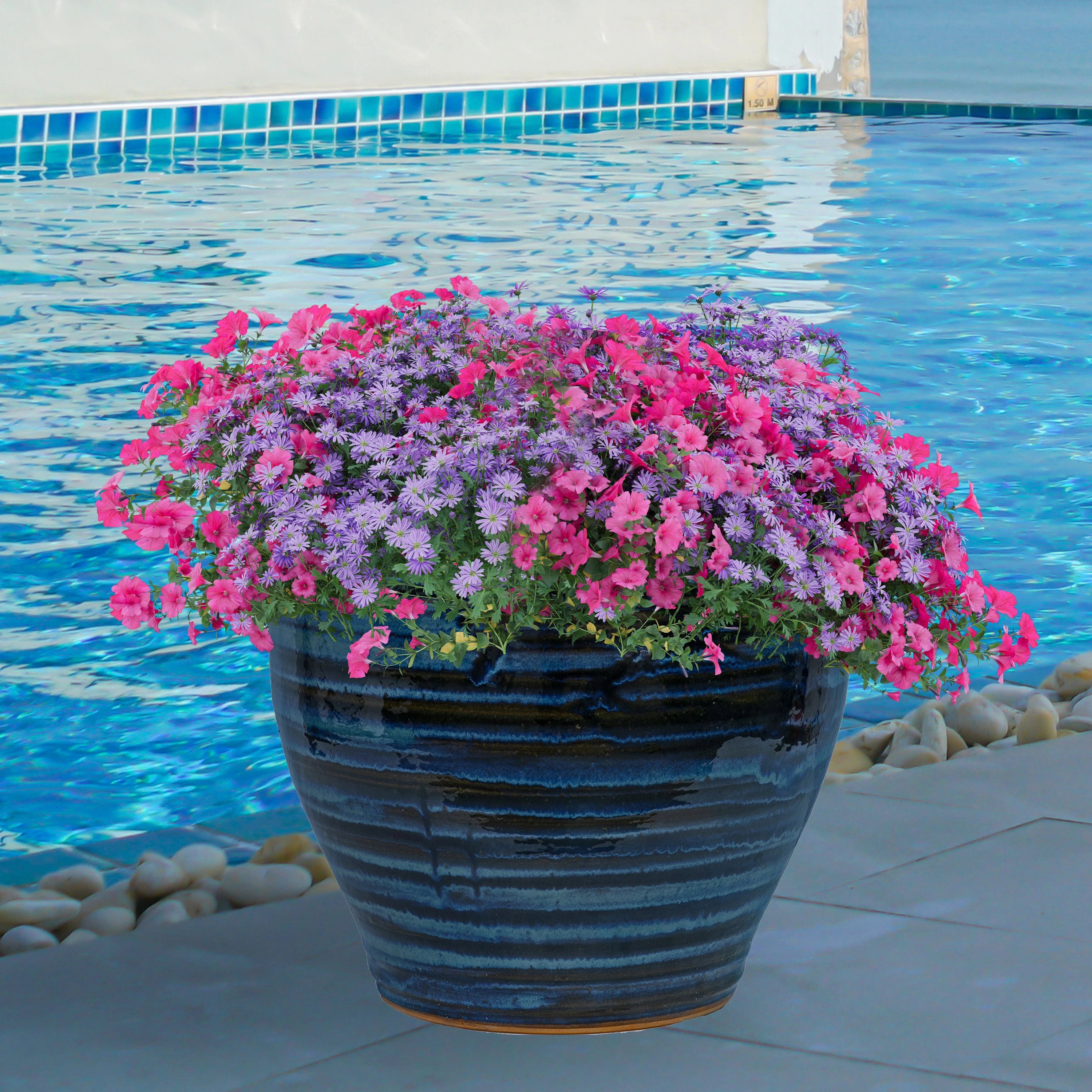 Sunnydaze Studio Round Glazed Ceramic Planter with Drainage